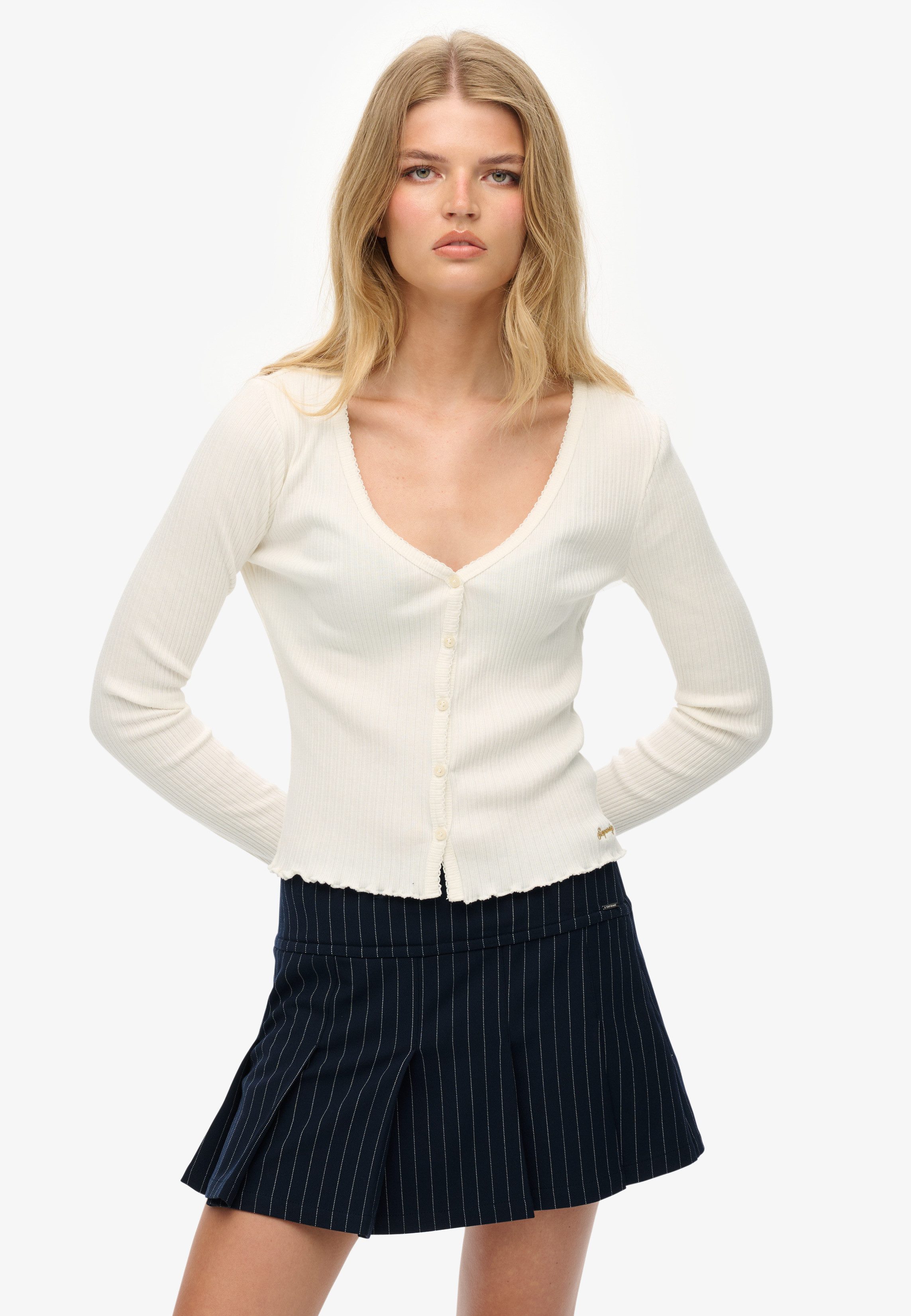 Superdry Shirt met lange mouwen ESSENTIAL BUTTON THRU LS TOP