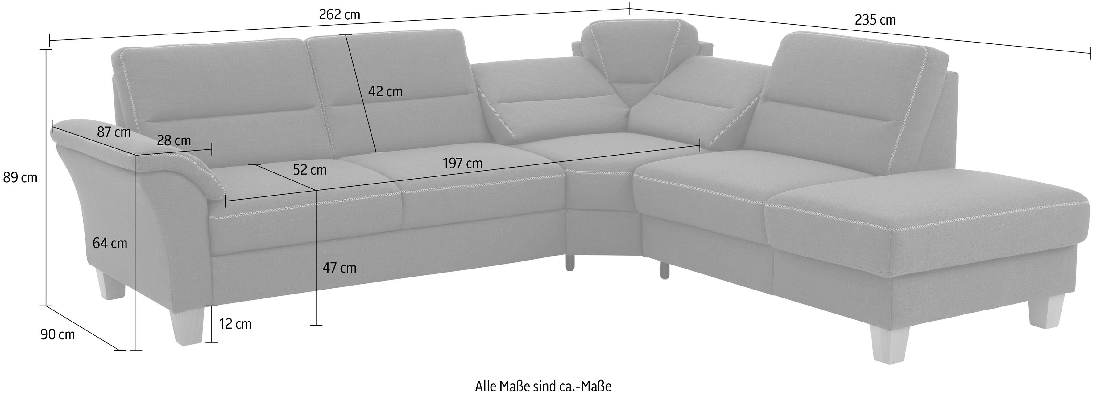 Home affaire Hoekbank Soleo L-model comfortabel door trapezehoek met relaxfunctie, ook met slaapfunctie