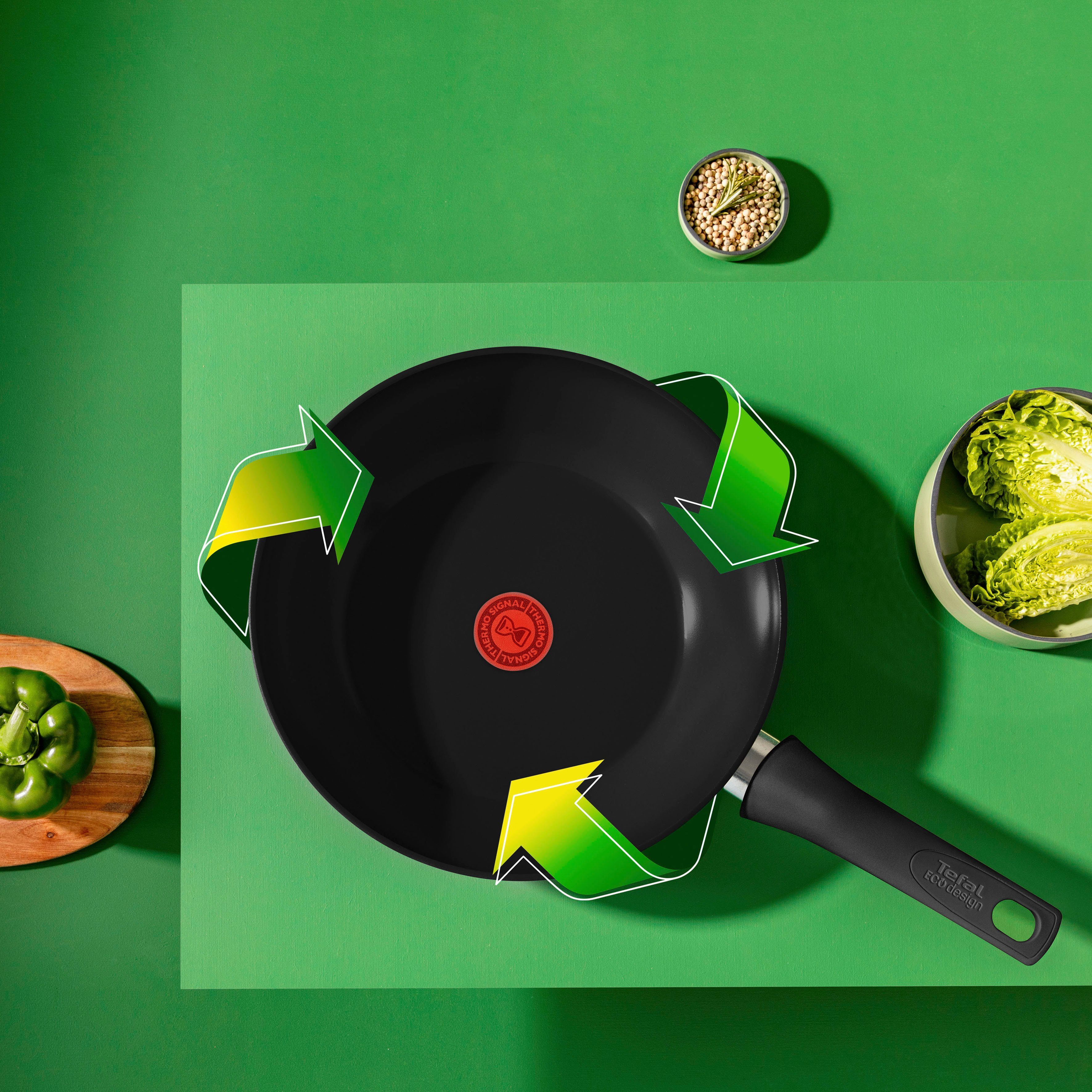 Tefal Wok Renew On Black milieuvriendelijk, gerecycled, thermo-signaal, ø 28 cm, inductie (1-delig)