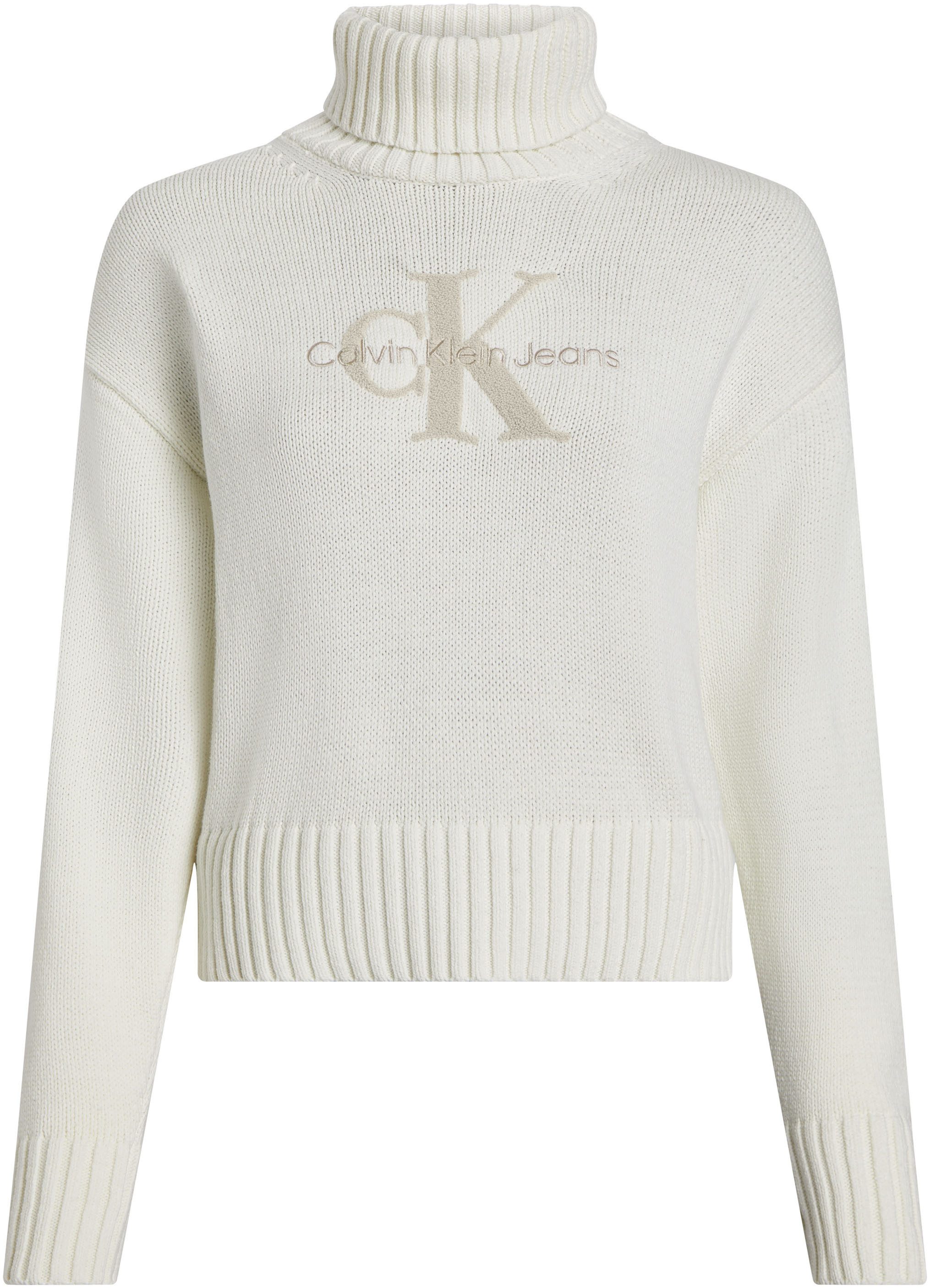 Calvin Klein Trui met staande kraag CHENILLE MONOLOGO SWEATER
