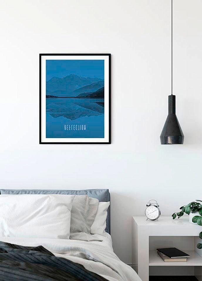 Komar XXL poster Word Lake Reflection Blue