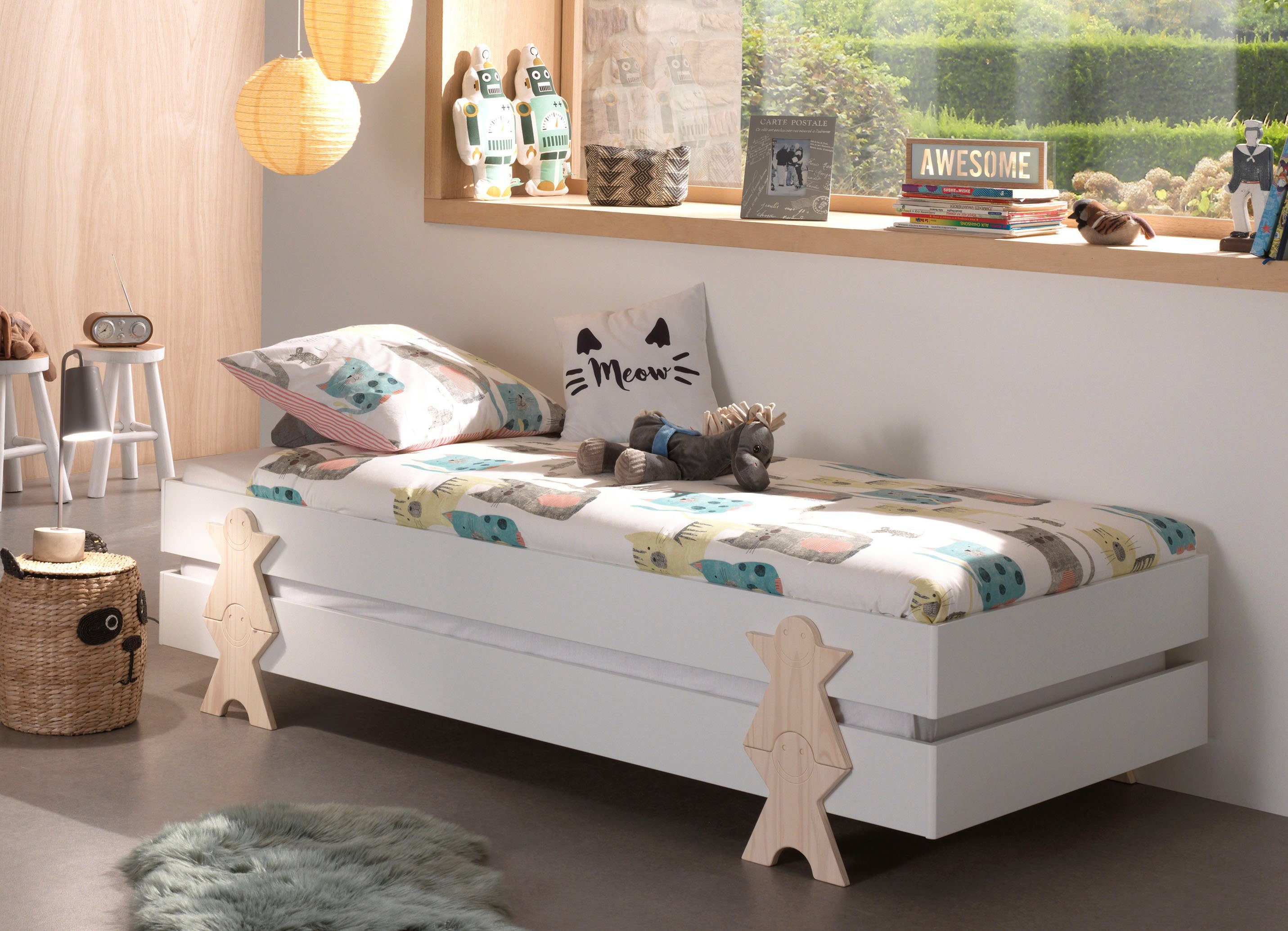 Vipack Kinderledikant Modulo, stapelbaar eenpersoonsbed, incl. lattenbodem, 2 kleuren Ligoppervlak 90/200 cm, afzonderlijk of als 2-delige set verkrijgbaar