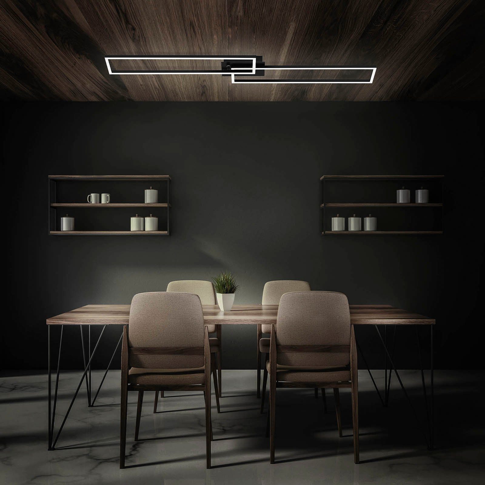 Briloner Leuchten Led-plafondlamp 3145015 FRAME Plafondlamp, 110x24,8x7,8 cm, zwart, 40W, woonkamer, slaapkamer