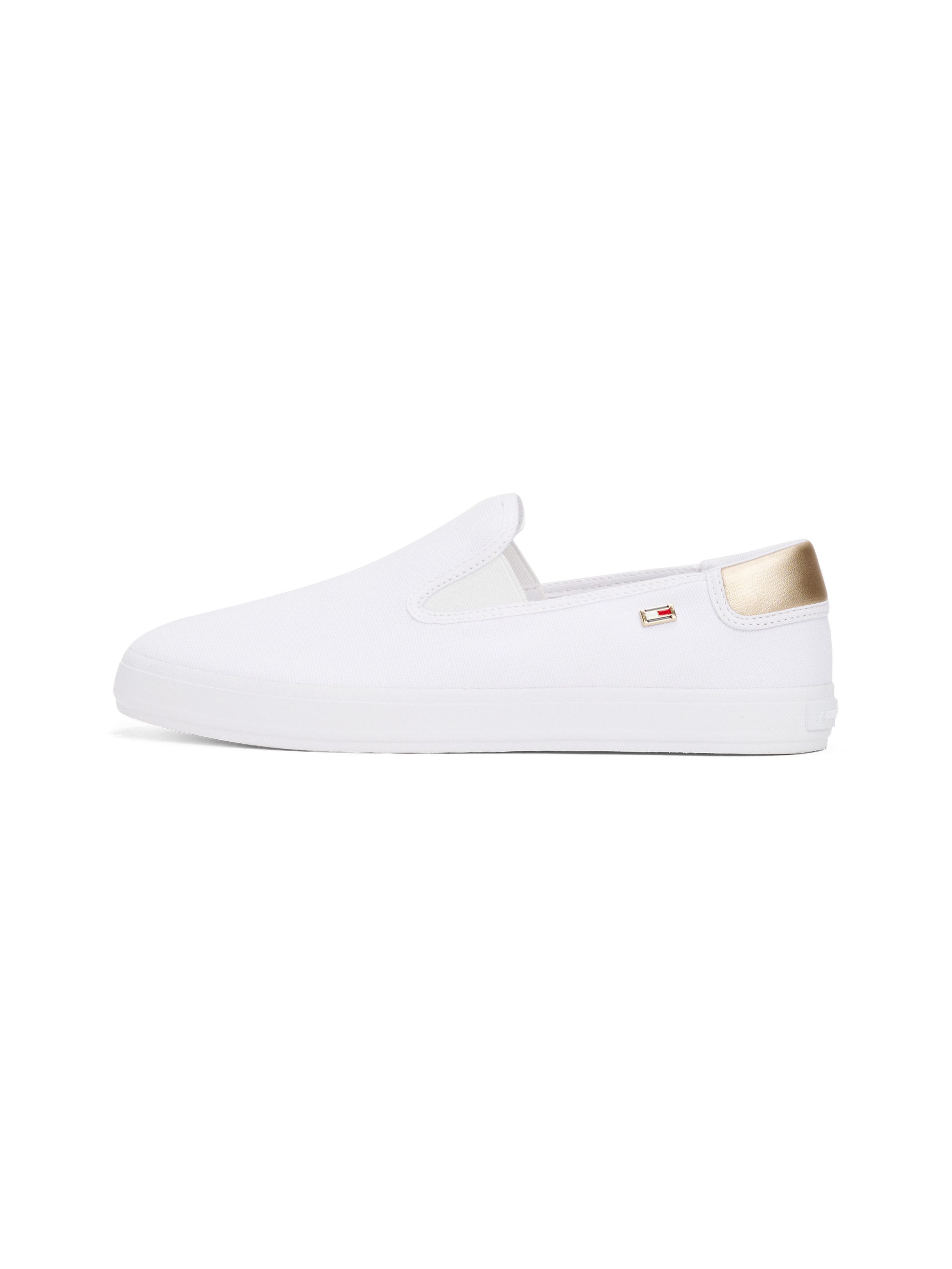 Tommy Hilfiger Slip-on sneakers VULC CANVAS SLIP-ON SNEAKER , plateau, vrijetijdsschoen, halfschoen met contrastafwerking, smalle vorm