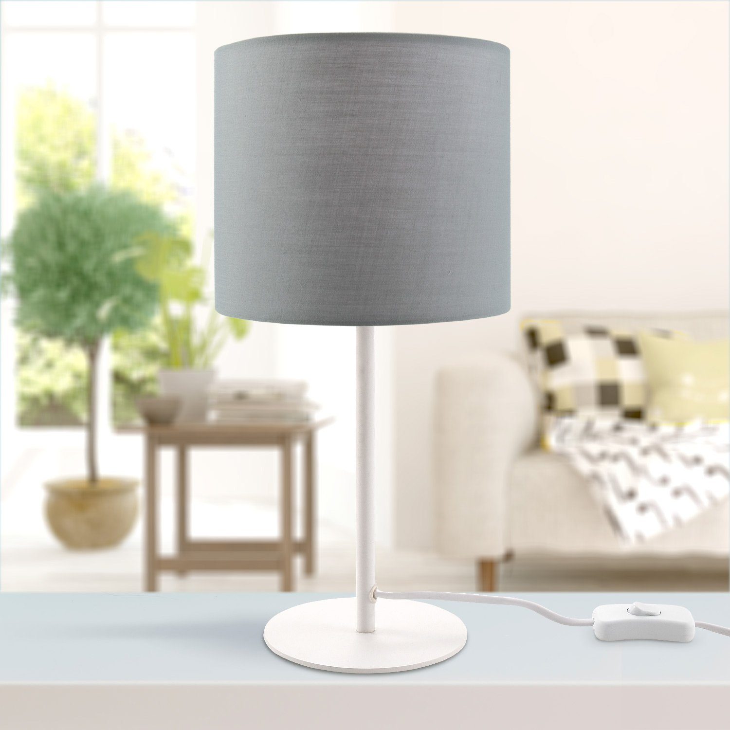 Paco Home Tafellamp Uni Color LED E14 lamp, voor woonkamer en slaapkamer, effen kleuren, decor