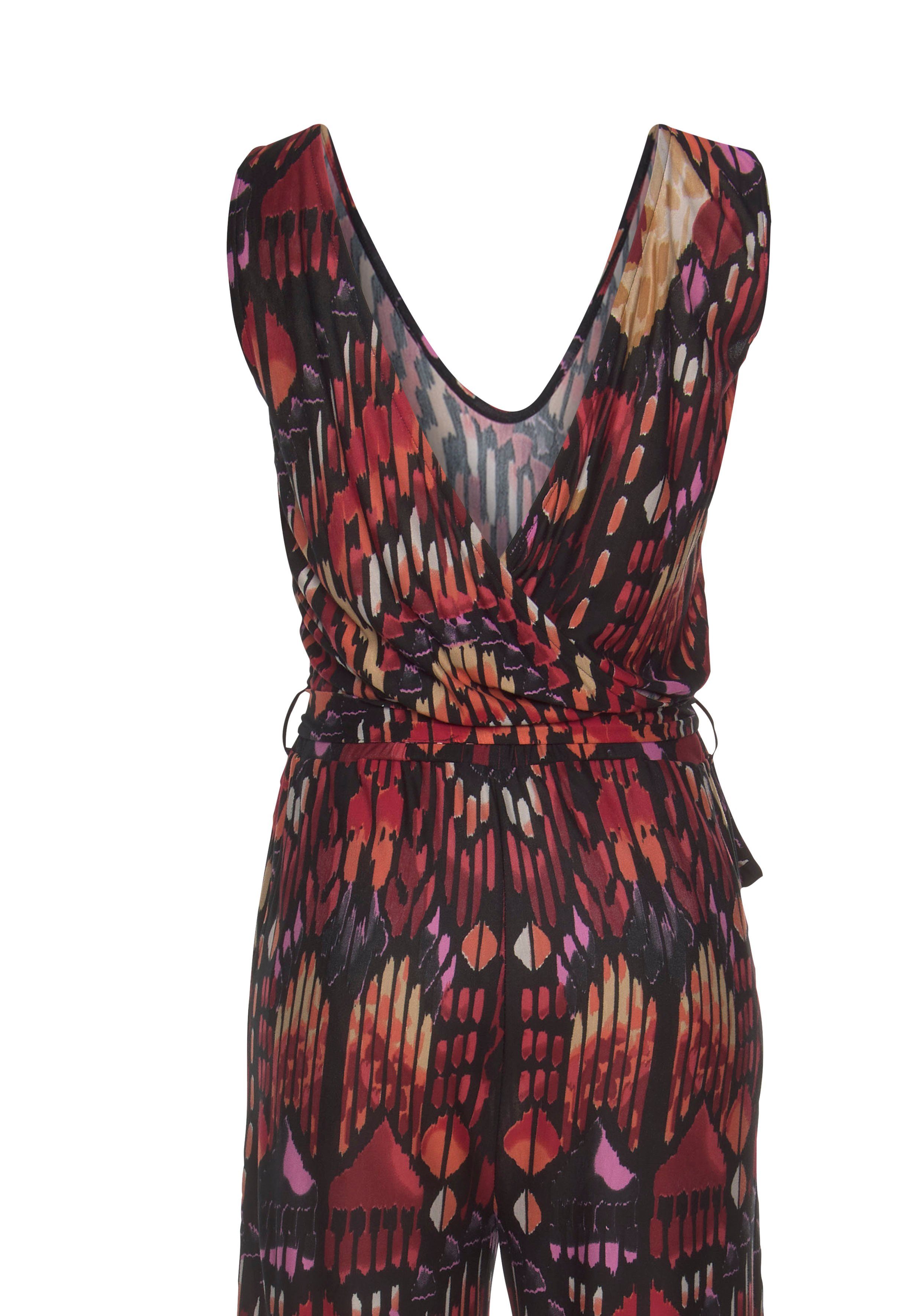 Buffalo Jumpsuit met alloverprint en wijde pijpen, zomerse jumpsuit met zakken