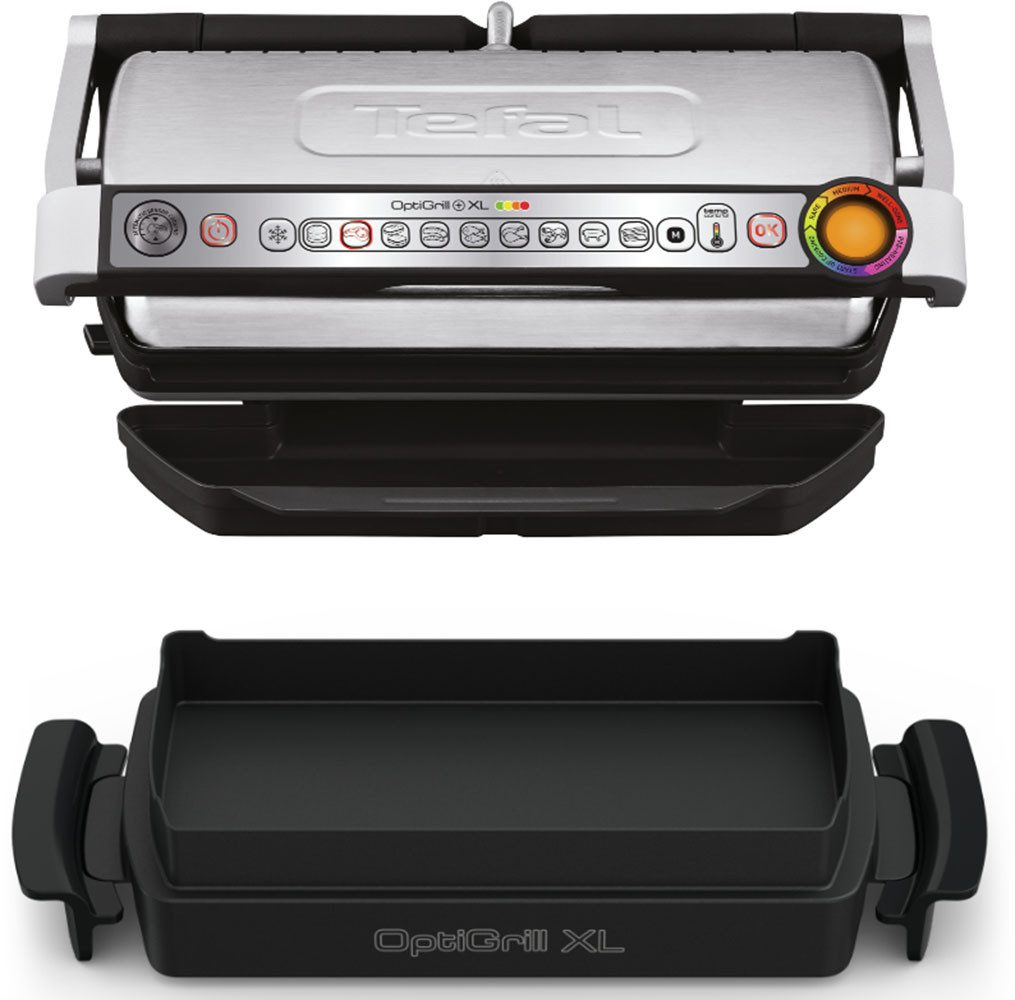 Tefal Contactgrill OptiGrill+ XL inkl. Backschale, manueller Modus mit 4 Temperaturen Bakschaal, 9 vaste programma’s, 4 temperatuurniveaus