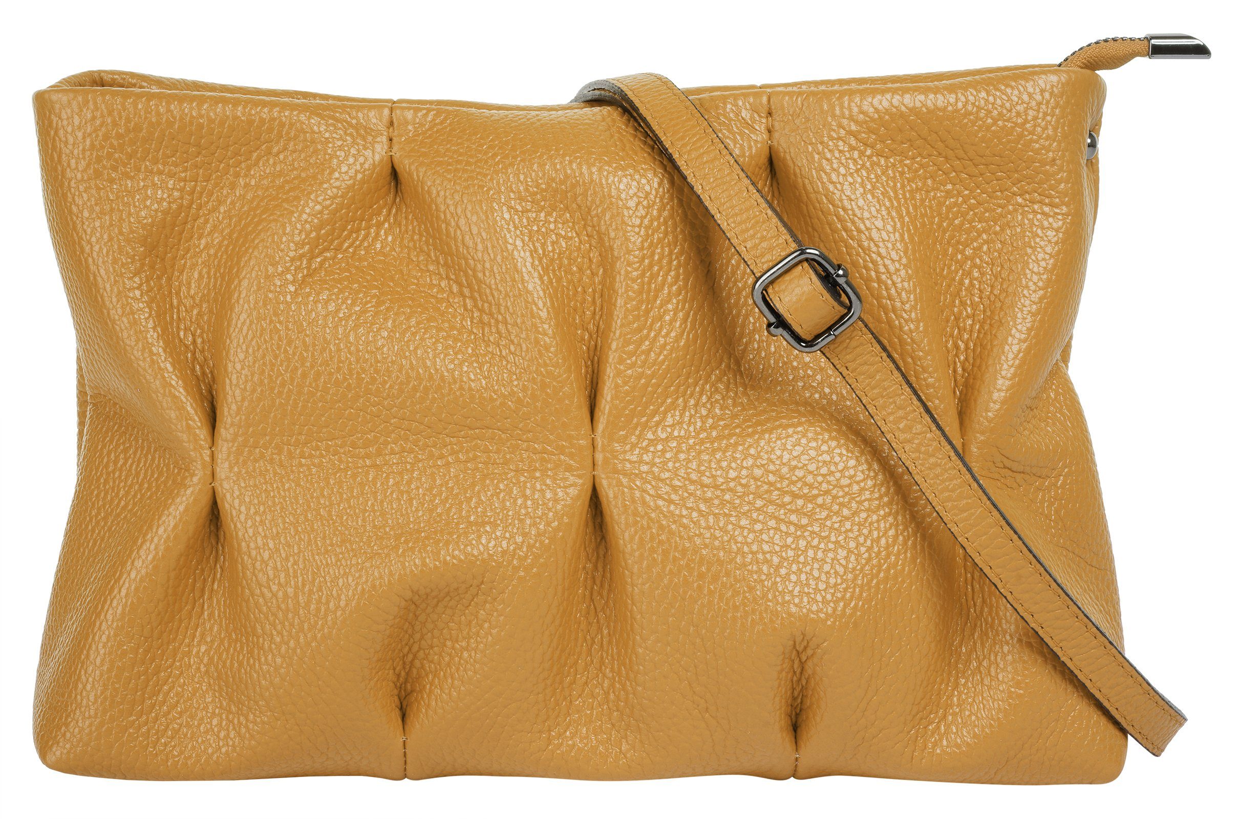 Cluty Schoudertas echt leer, made in italy dames tassen maat Onesize geel
