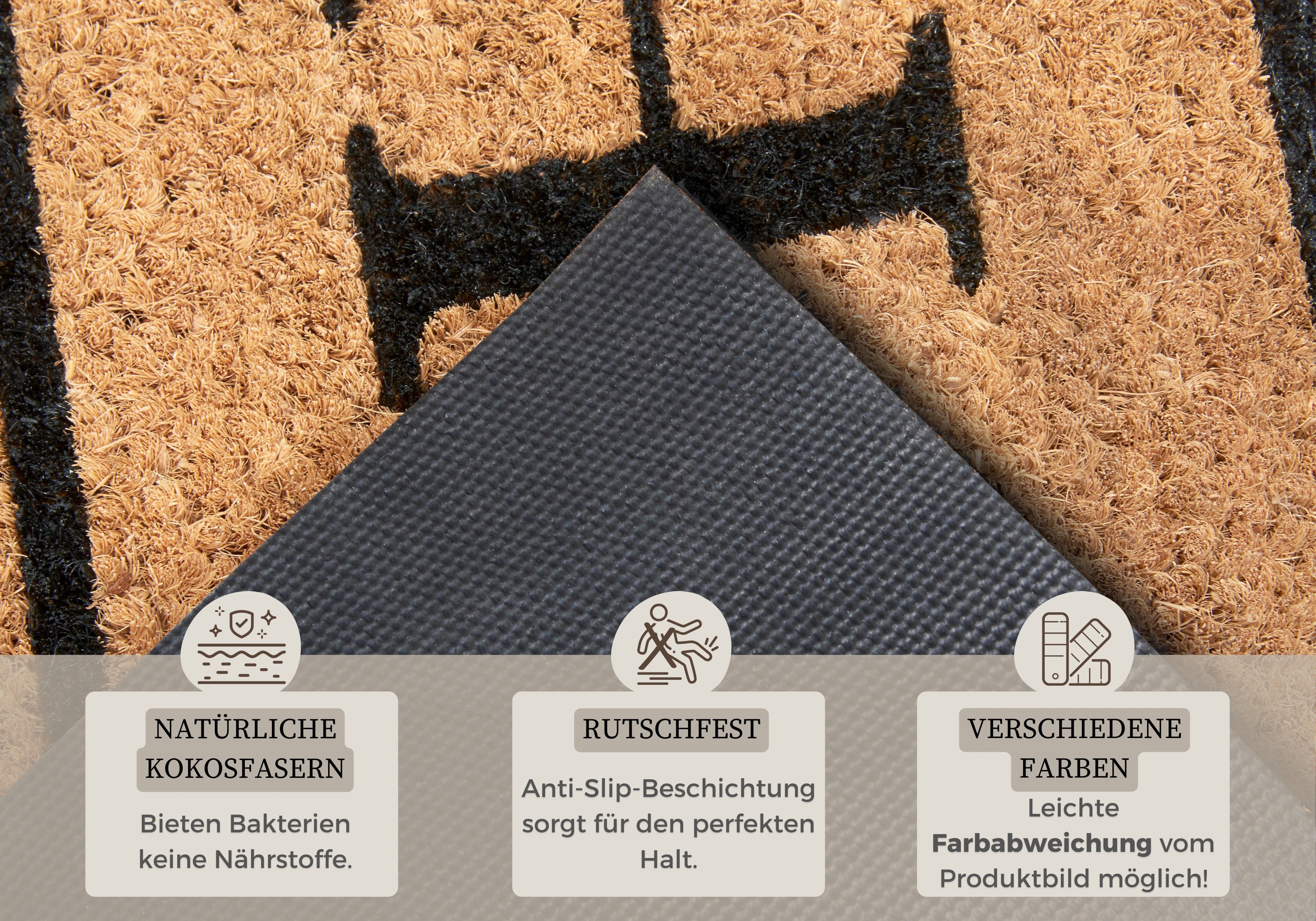 HANSE Home Mat Mix Mats Kokos Wide Home Border Kokos, vuilopvangmat, outdoor, antislip, binnen, kokosmat, gang