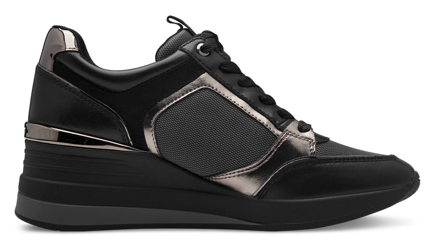 Tamaris Sneakers met sleehak vrijetijdsschoen, lage schoen, veterschoen met sierstenen