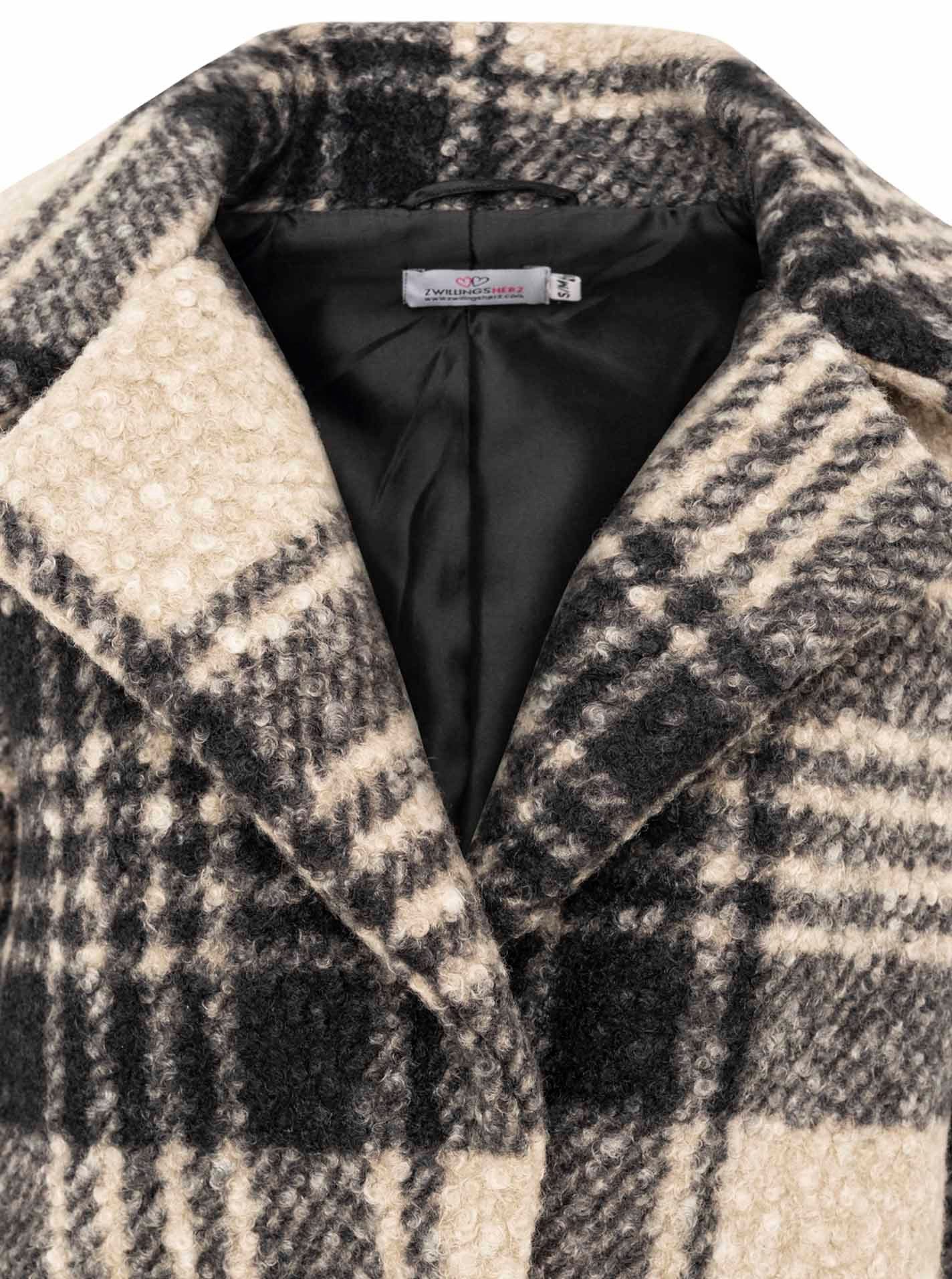 Zwillingsherz Winterjack Geruit Reverskraag, ruitpatroon, verwarmend