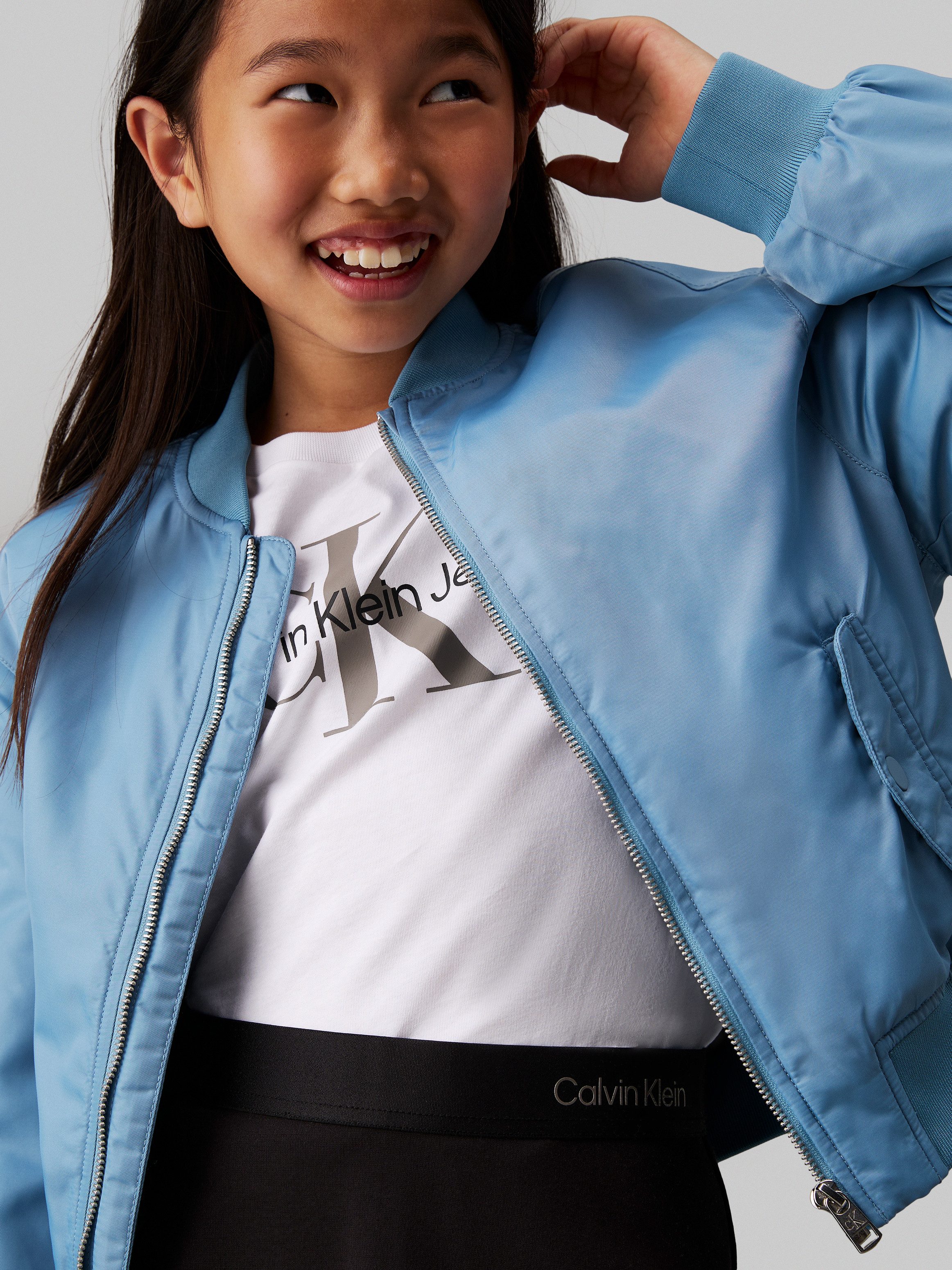 Calvin Klein Minirok LOGO TAPE FLARE PUNTO SKIRT voor kinderen tot 16 jaar, met elastische tailleband