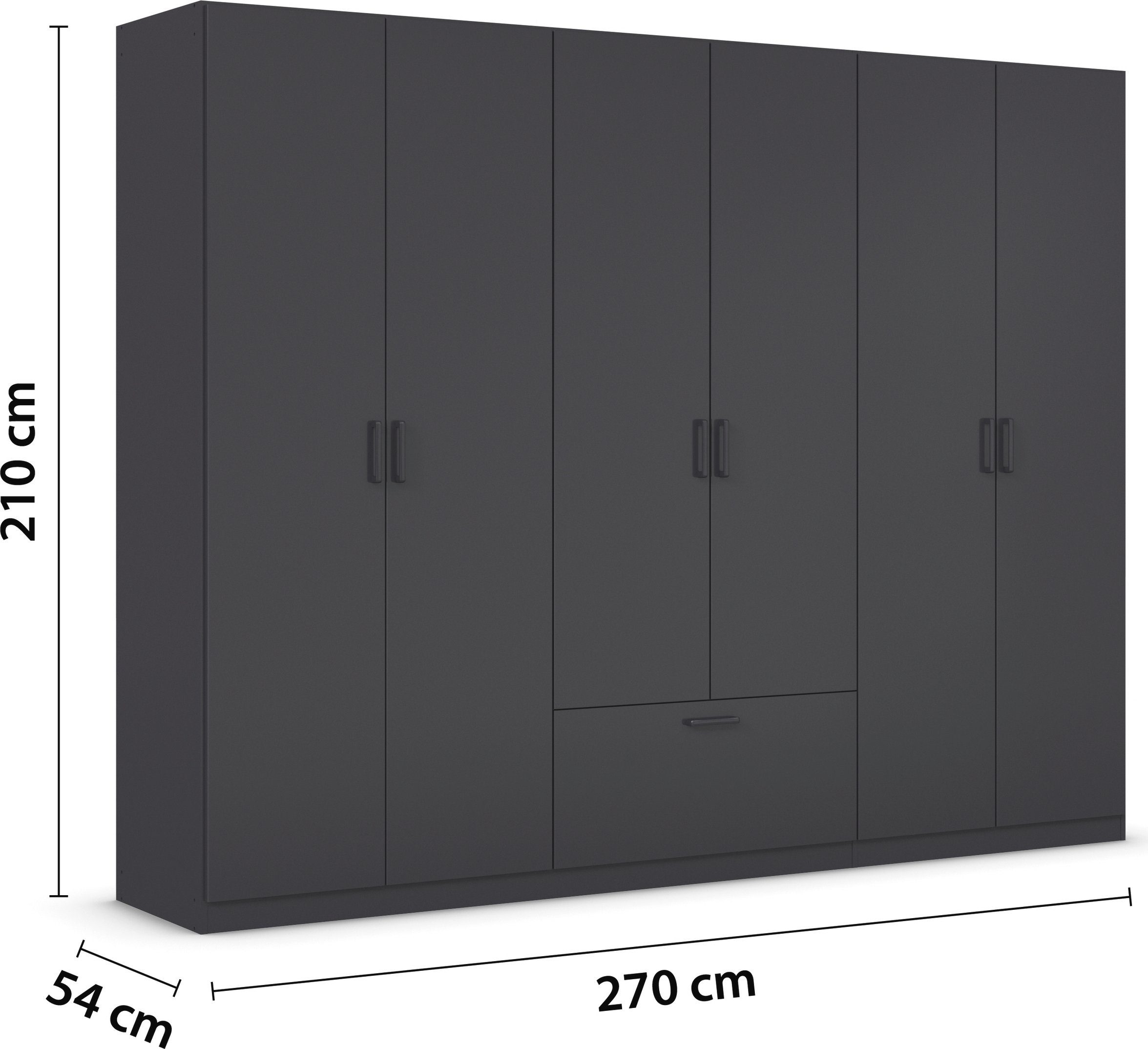 rauch Draaideurkast Kledingkast kast garderobe waskast BARI met lades in het midden, moderne greep in grijs metallic made in germany