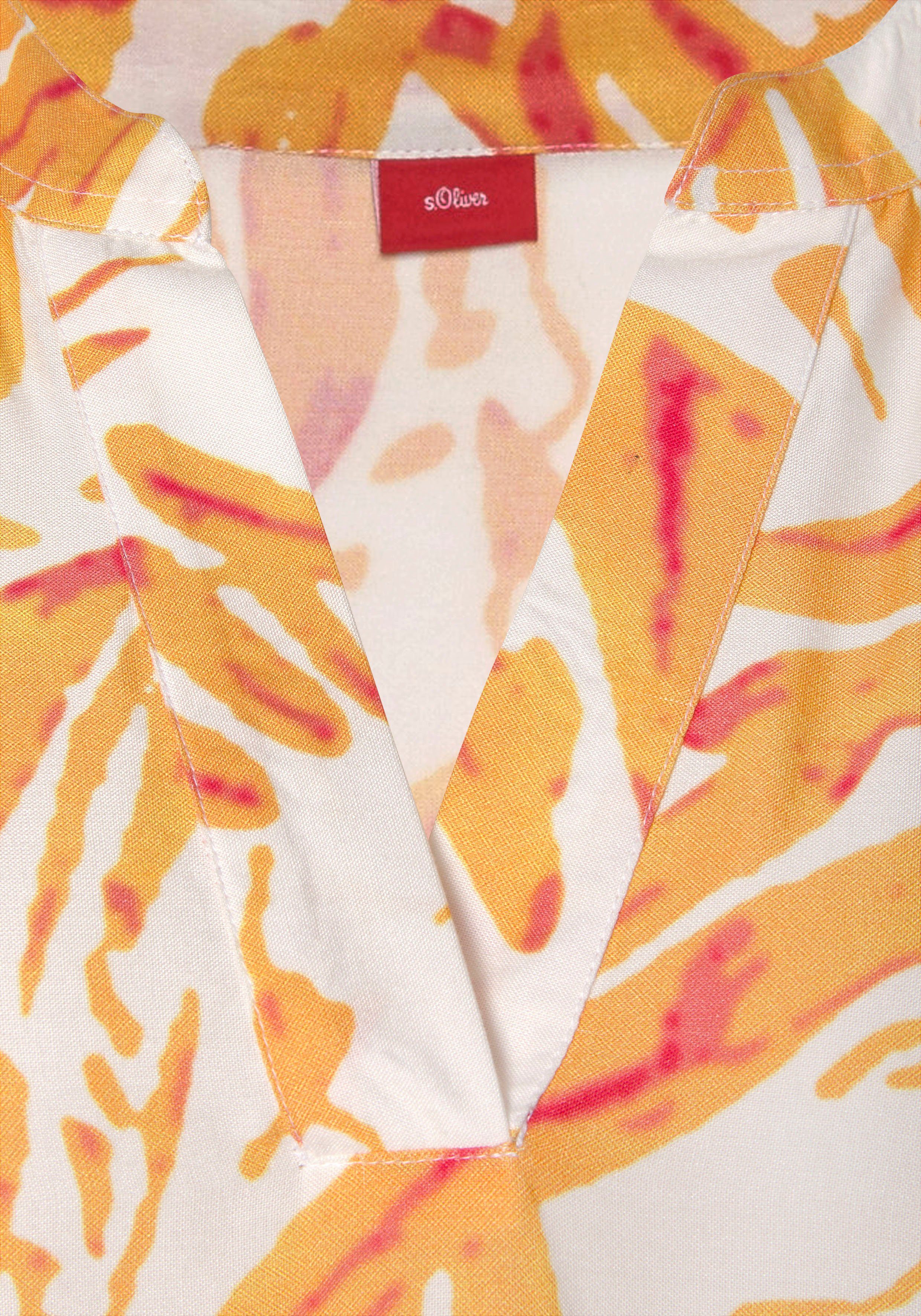 s.Oliver RED LABEL Beachwear Blousejurk met volants op de rok, tuniekjurk, zomerjurk, strandjurk