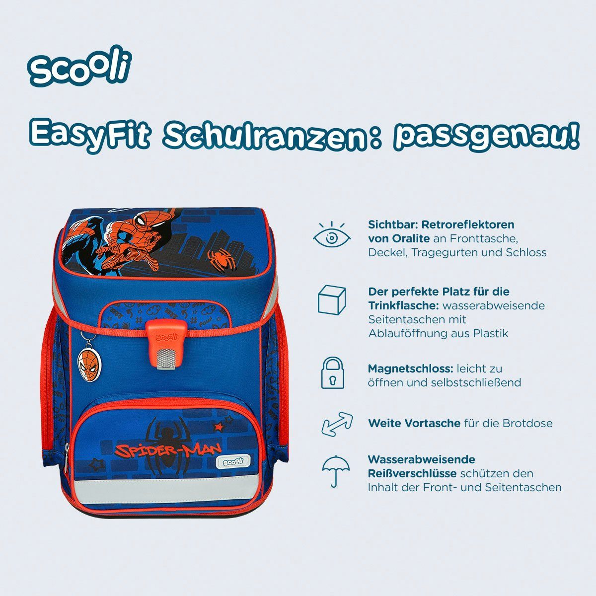 Scooli Schooltas EasyFit, Spider Man (set, 5-delig)