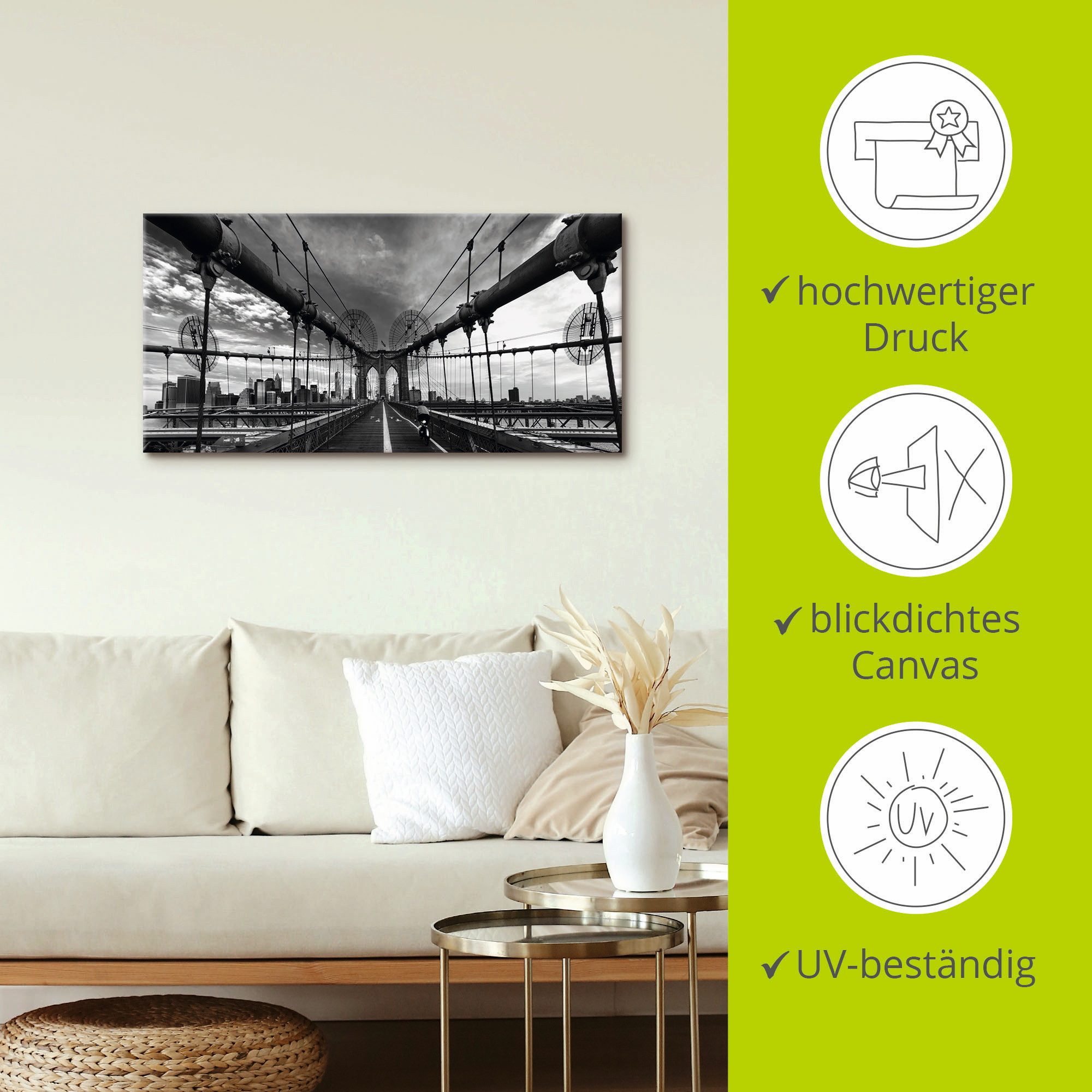Artland Artprint Brooklyn Bridge New York III als artprint op linnen, poster in verschillende formaten maten