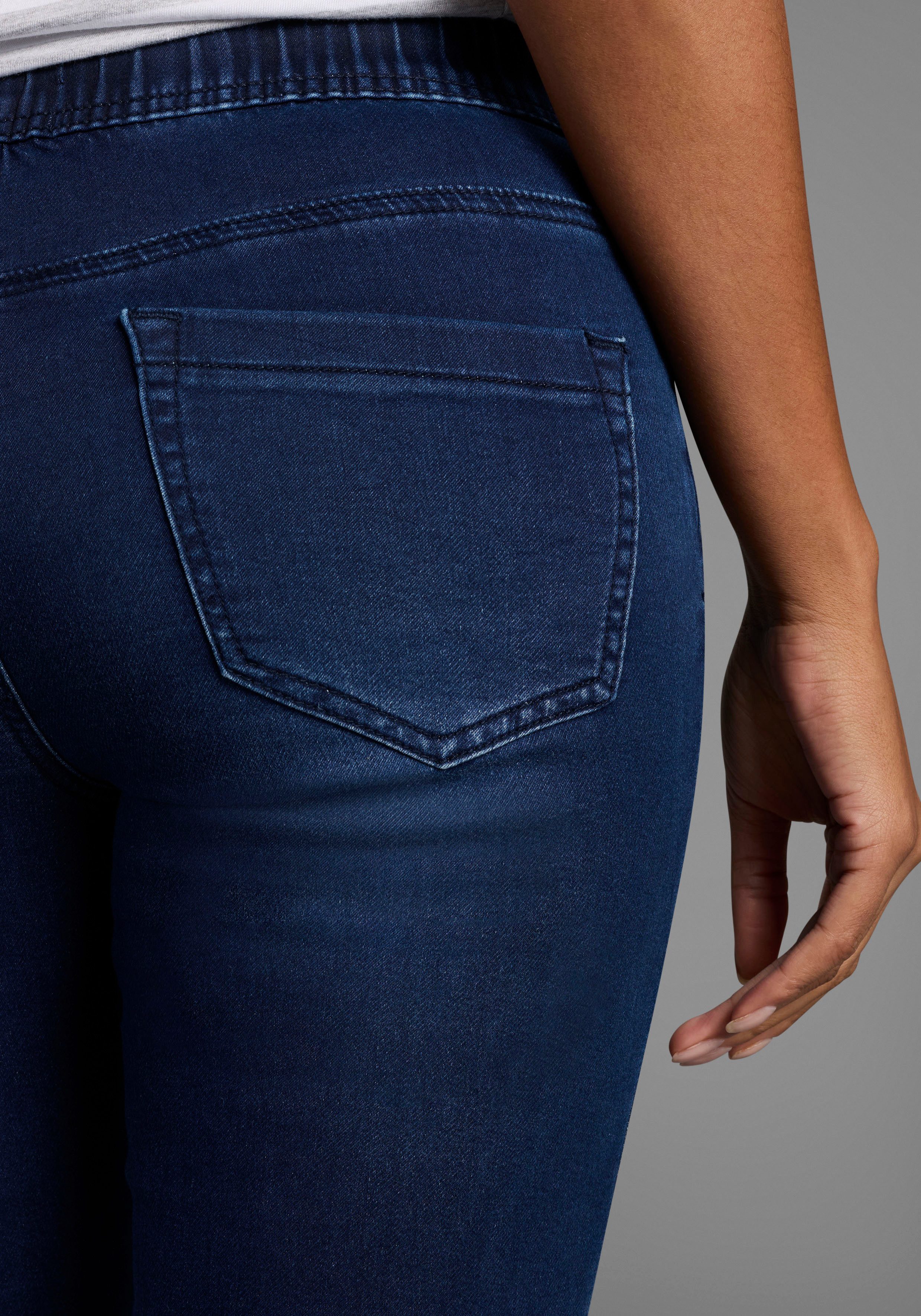 Arizona Jog-jeansbermuda hoge taille, opgerolde broekafsluitingen, used-look