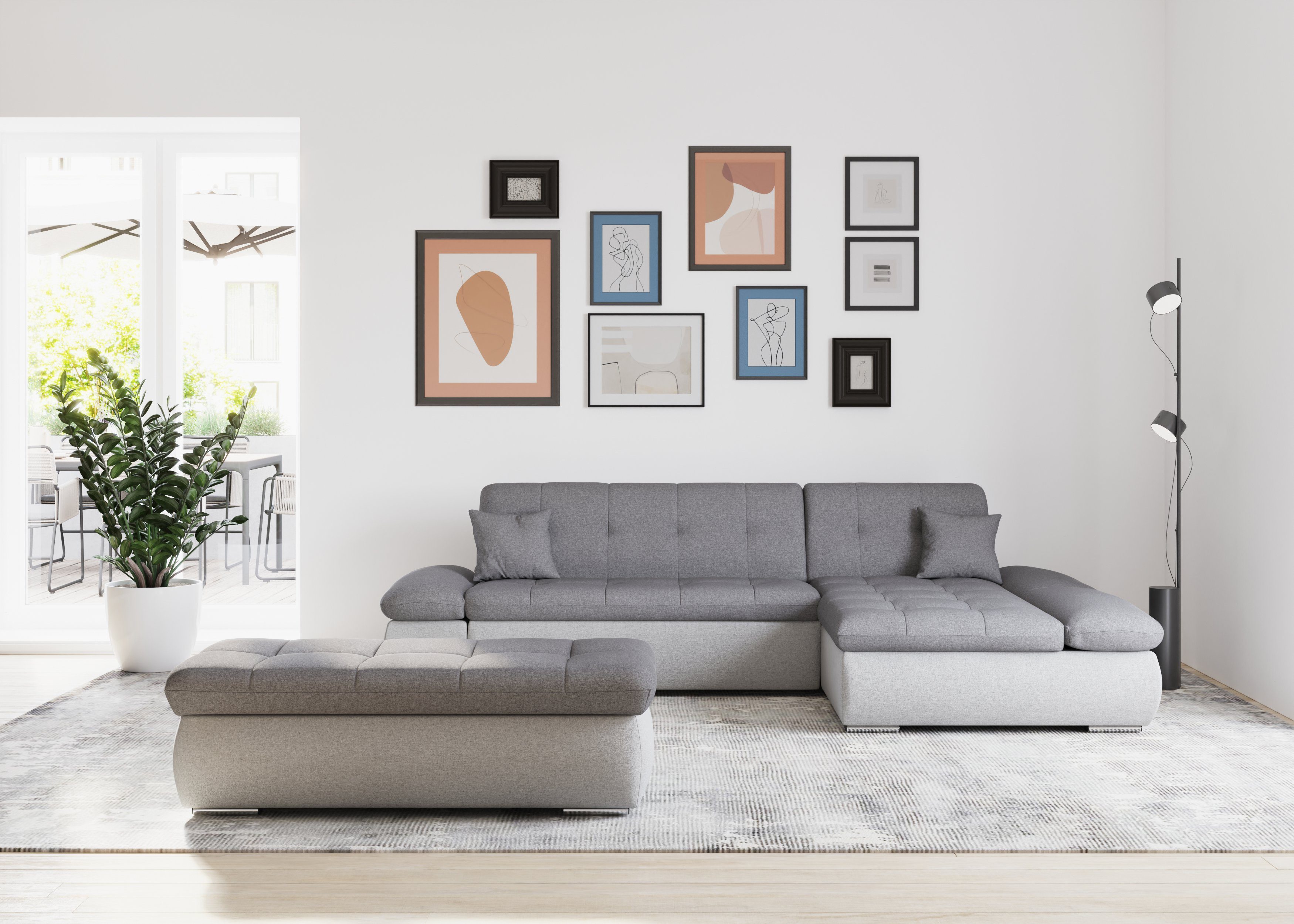 DOMO collection Hoekbank Moric bxdxh 300x172x80 cm, ook in cord, L-model XXL-formaat, optioneel ook met slaapbank functie en verstelling armleuning,