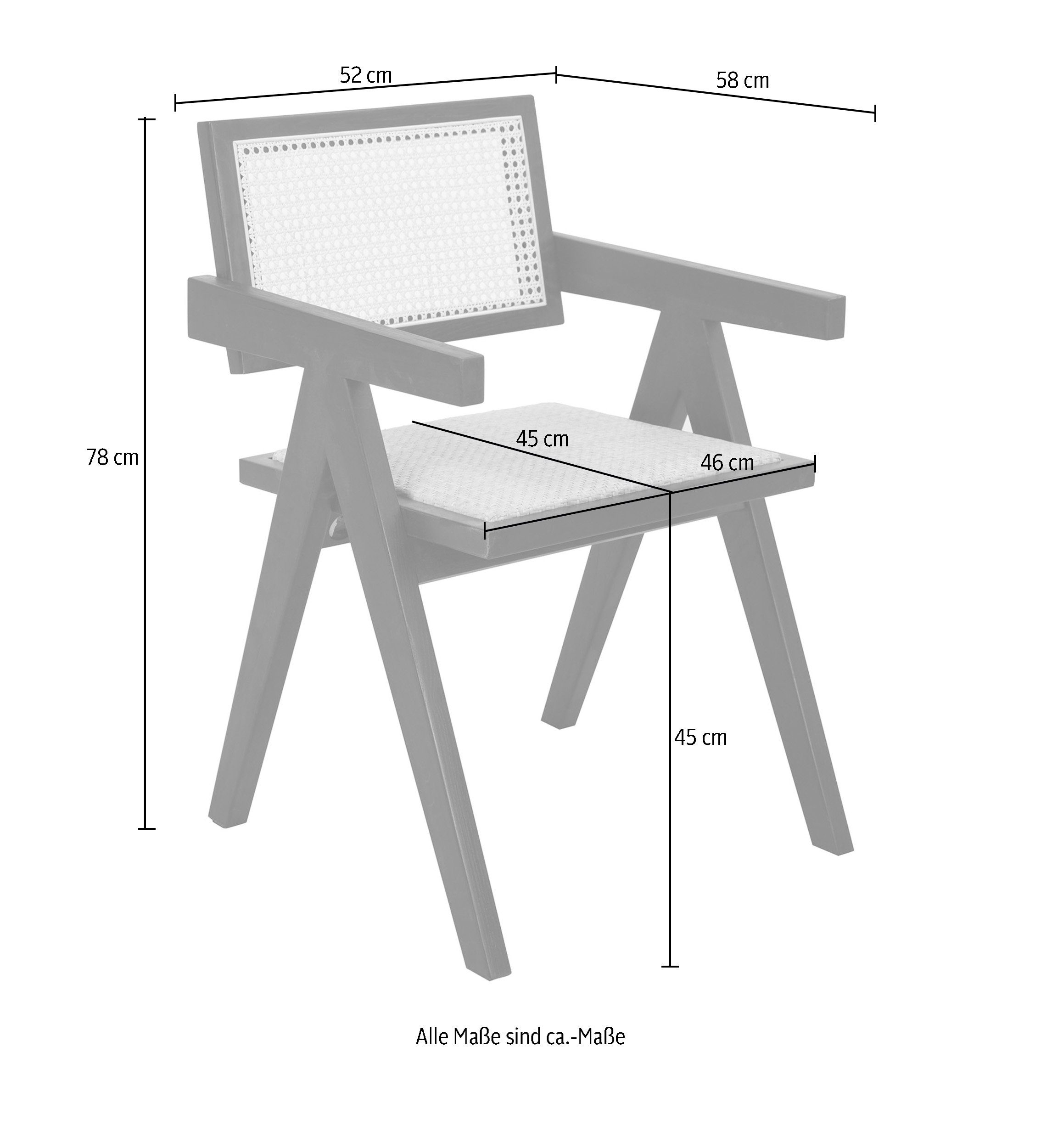 SIT Stoel met armleuningen beklede zitting, rugleuning en zitting met rotan