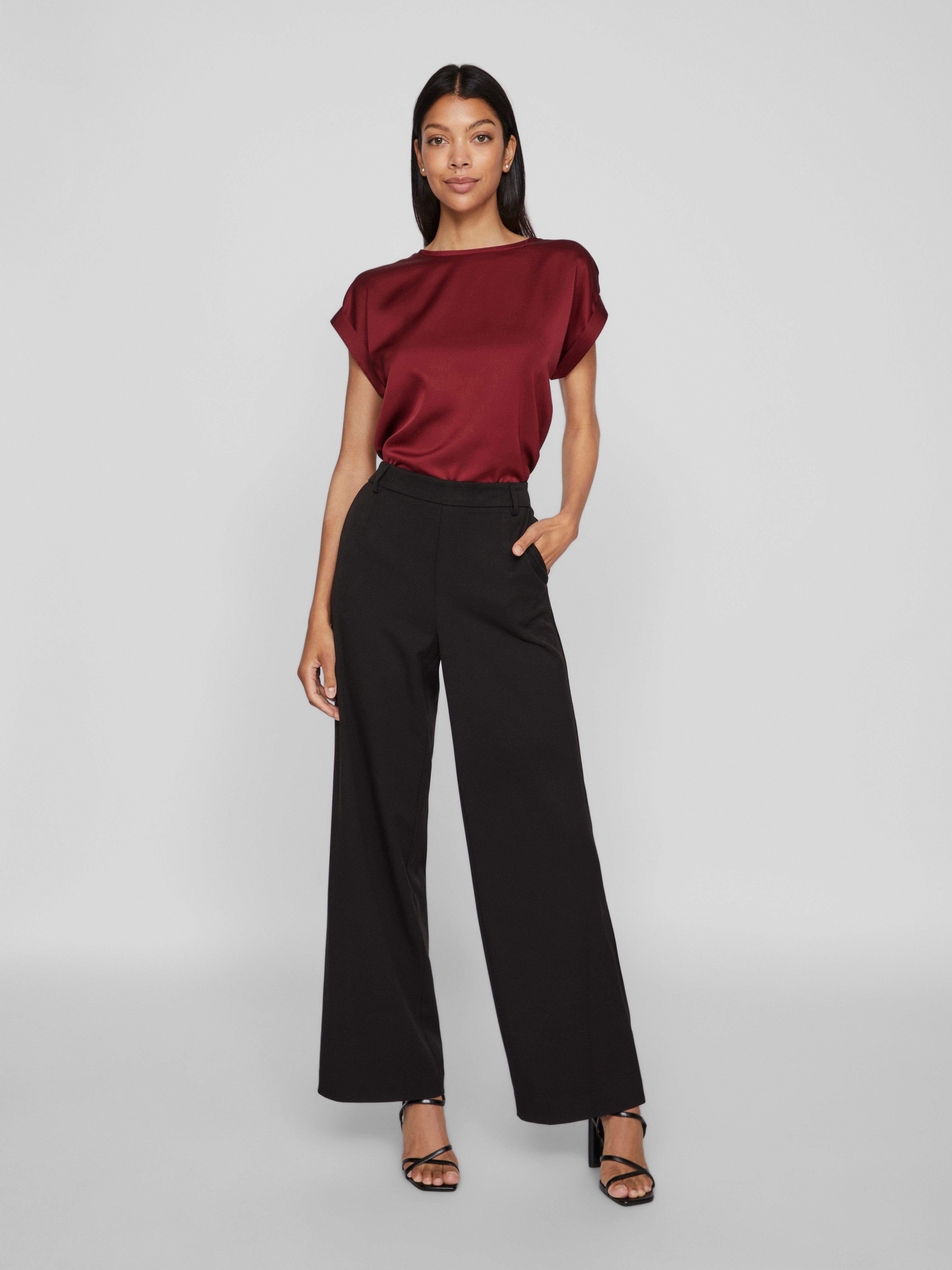 Vila Shirt met korte mouwen VIELLETTE S/S SATIN TOP - NOOS