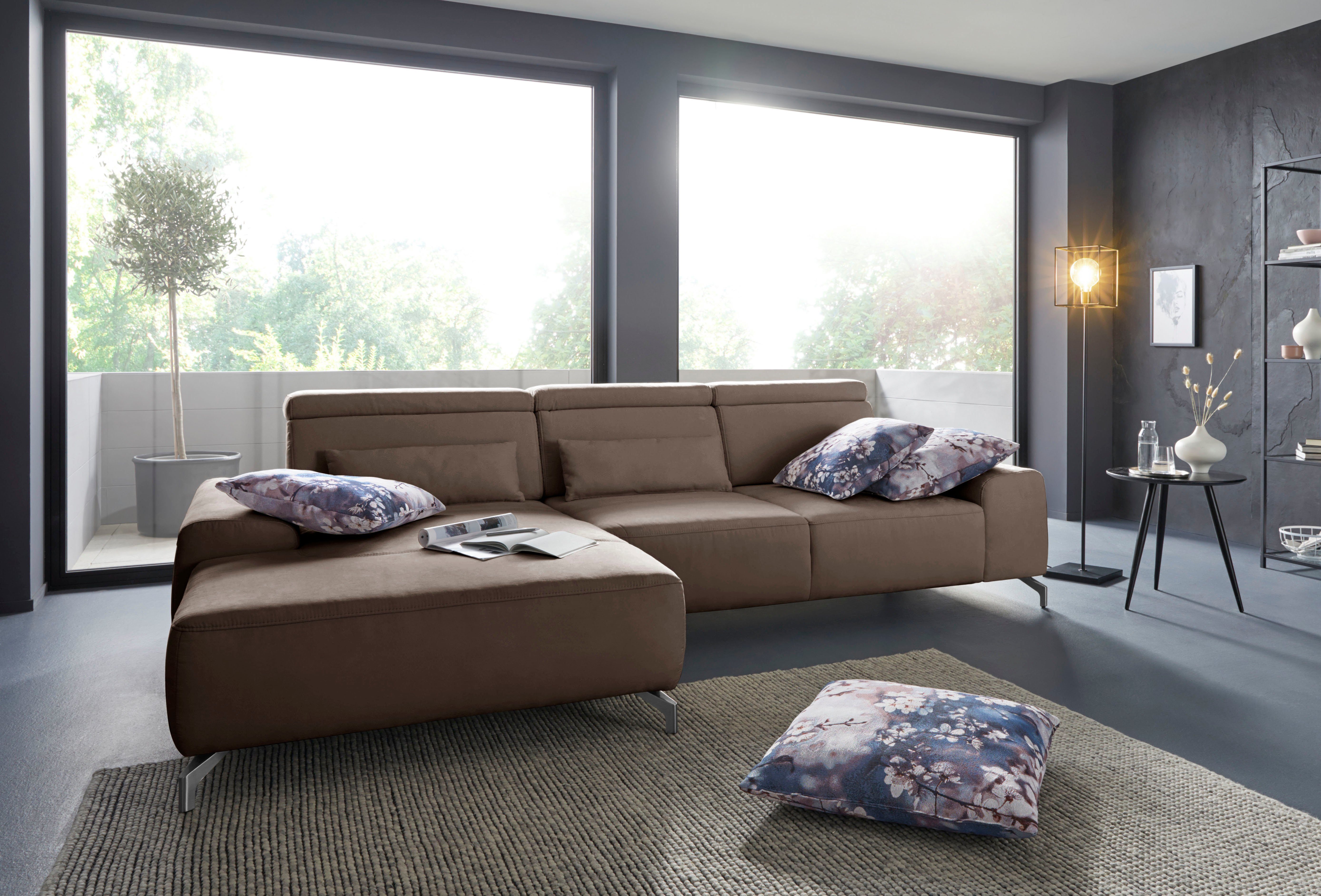 sit&more Hoekbank Gizeh L-vorm Poothoogte 12 cm, inclusief zitdiepteverstelling en verstelbare hoofdsteun