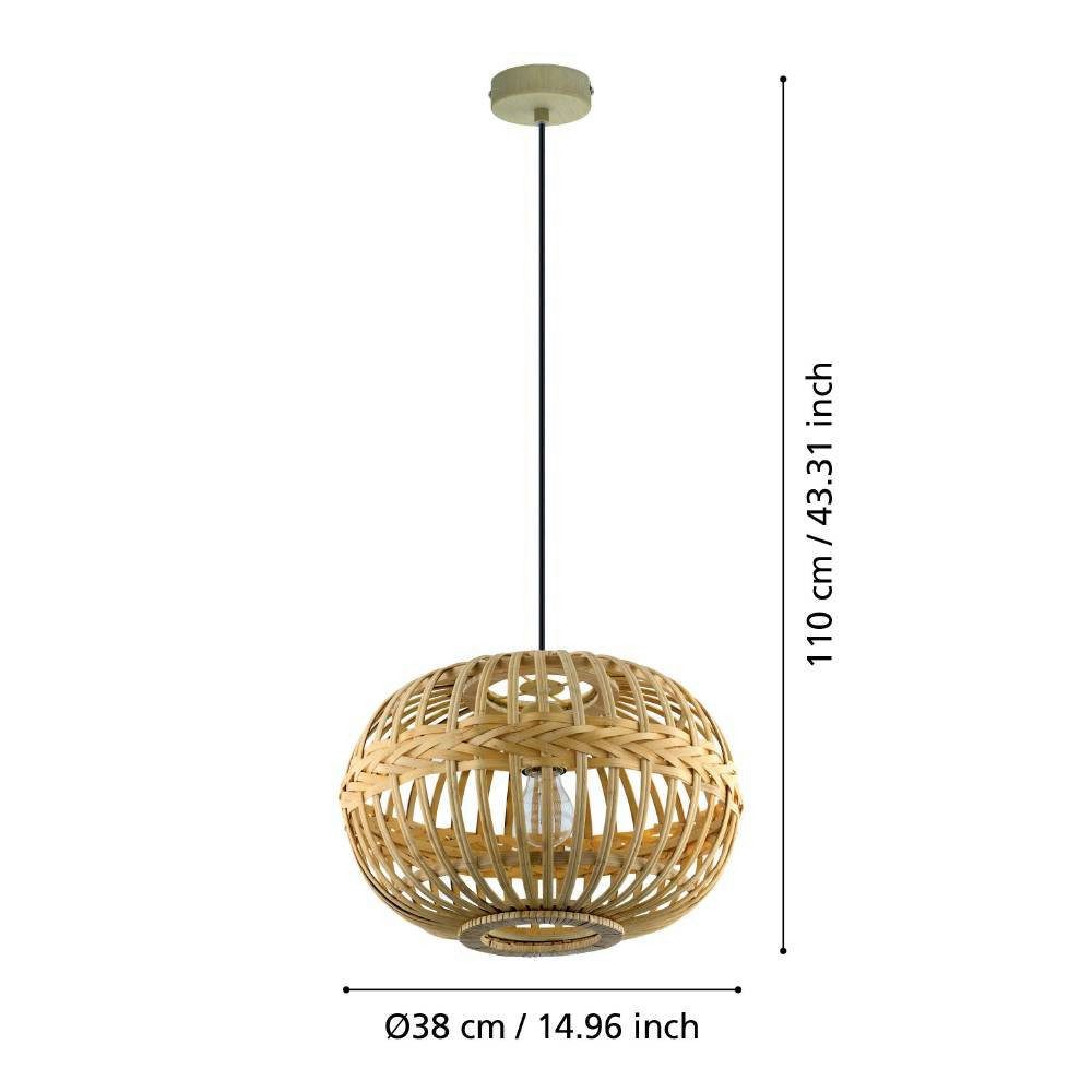 EGLO Hanglamp AMSFIELD Boho hanglamp eettafel, eetkamerlamp, hanglamp, E27, Ø 38 cm