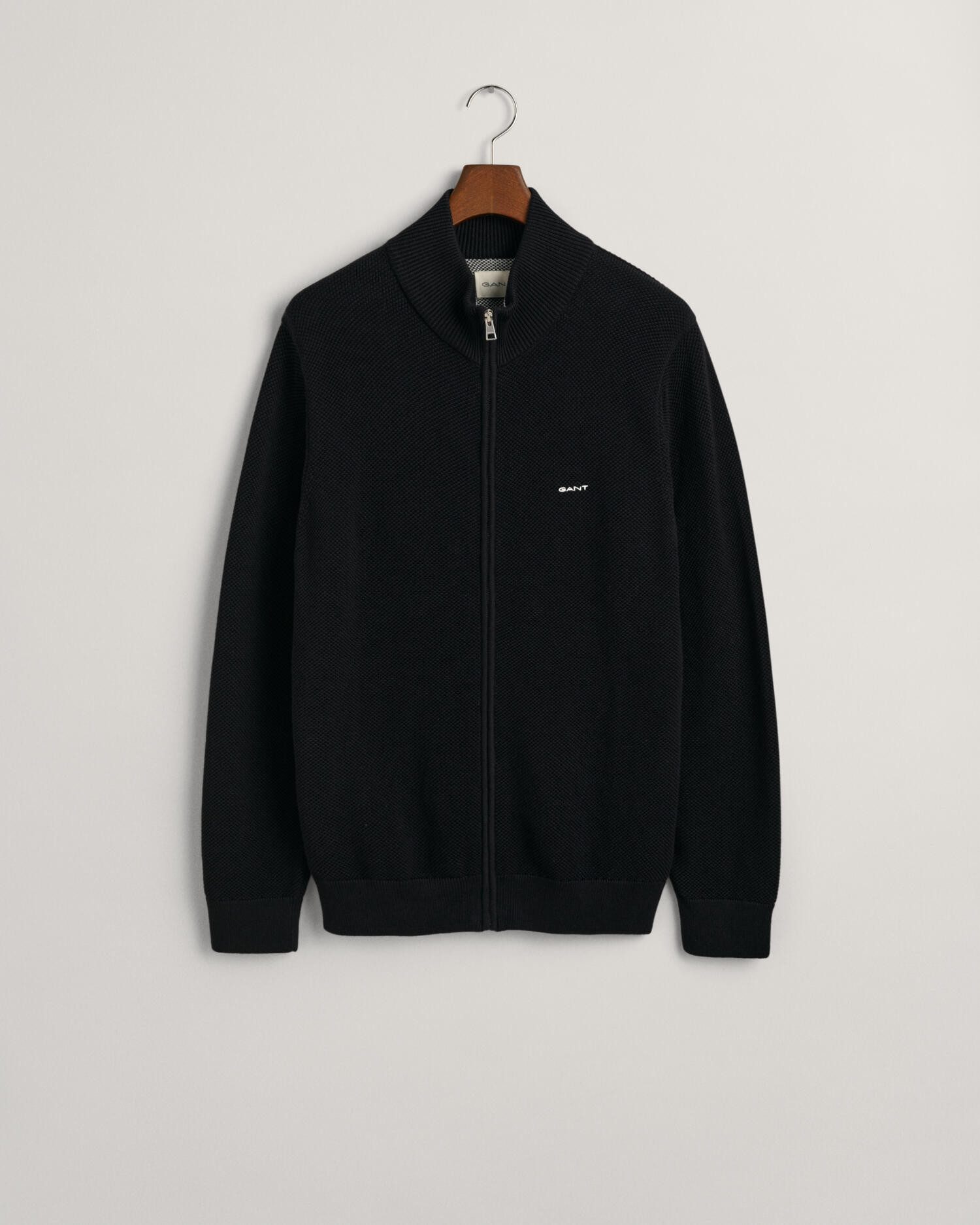 Gant Vest COTTON PIQUE ZIP CARDIGAN met logoborduursel op borsthoogte