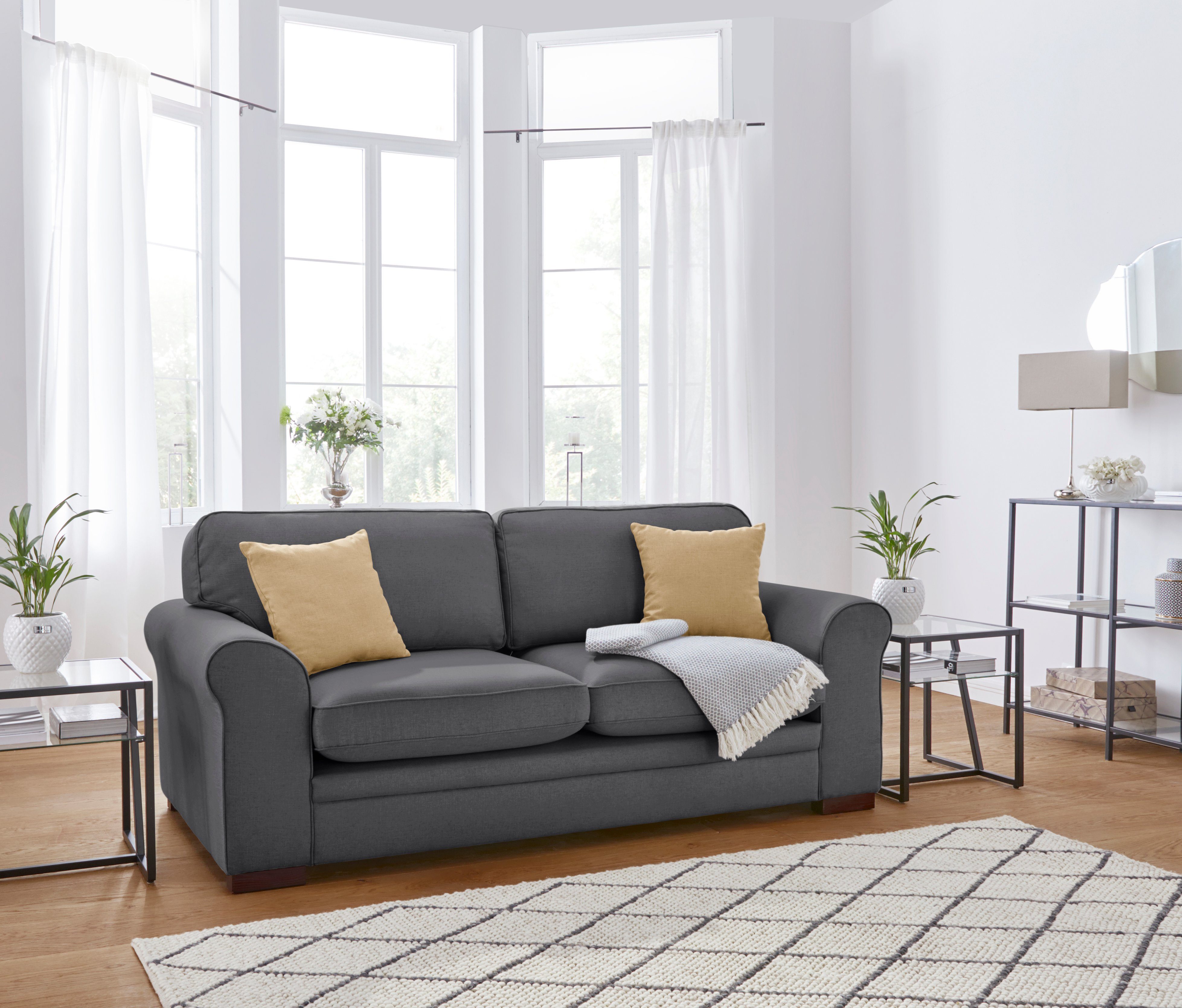 Home affaire 2-zitsbank Broughton zacht zitcomfort, incl. 2 sierkussens, opstaande naad