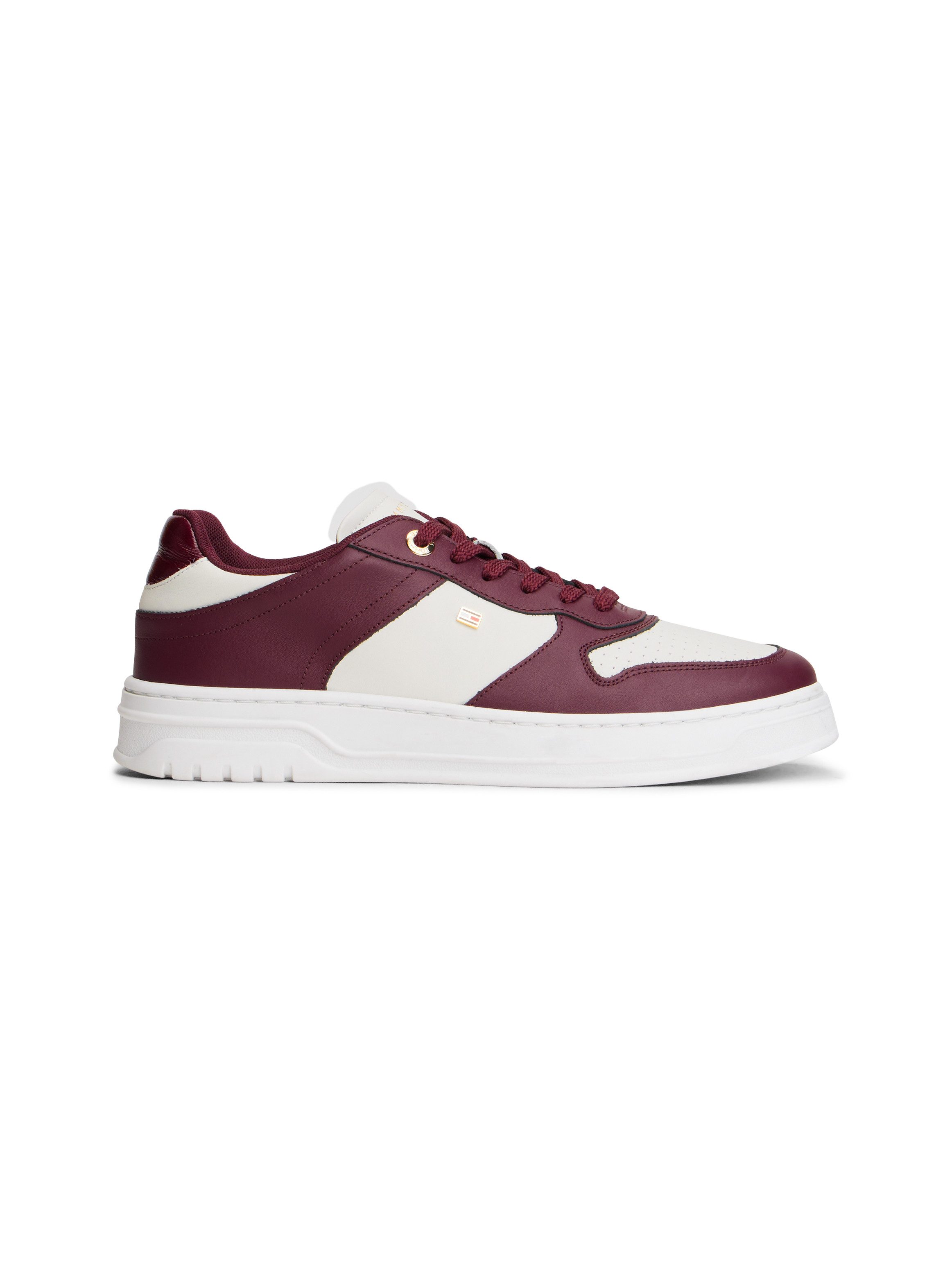 Tommy Hilfiger Plateausneakers TH SPORTY CUPSOLE LEATHER vrijetijdsschoen, lage schoen, veterschoen met zijlogo