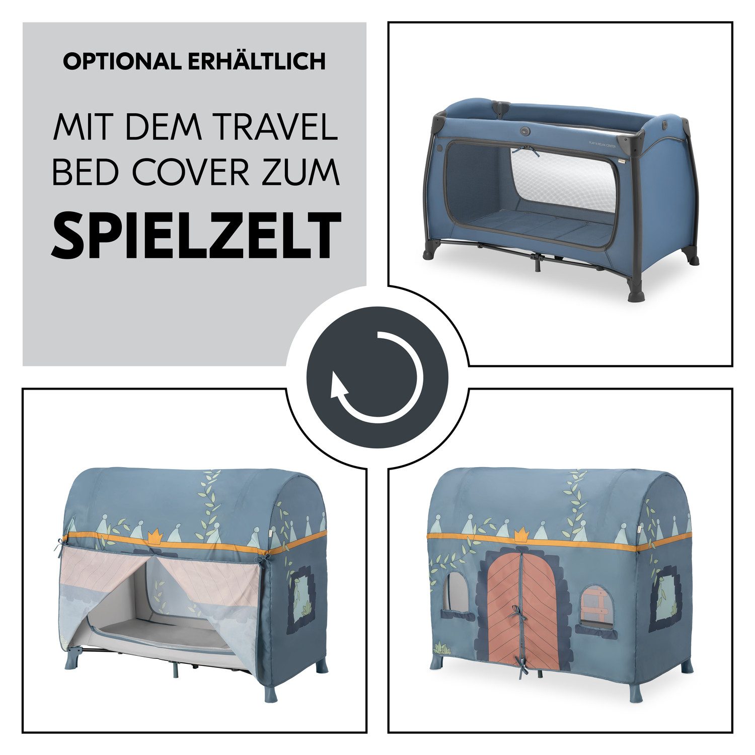 Hauck Baby-campingbed Play N Relax Center, dark blue inclusief newborn-inzet, verschoonruimte, uitgang, wielen