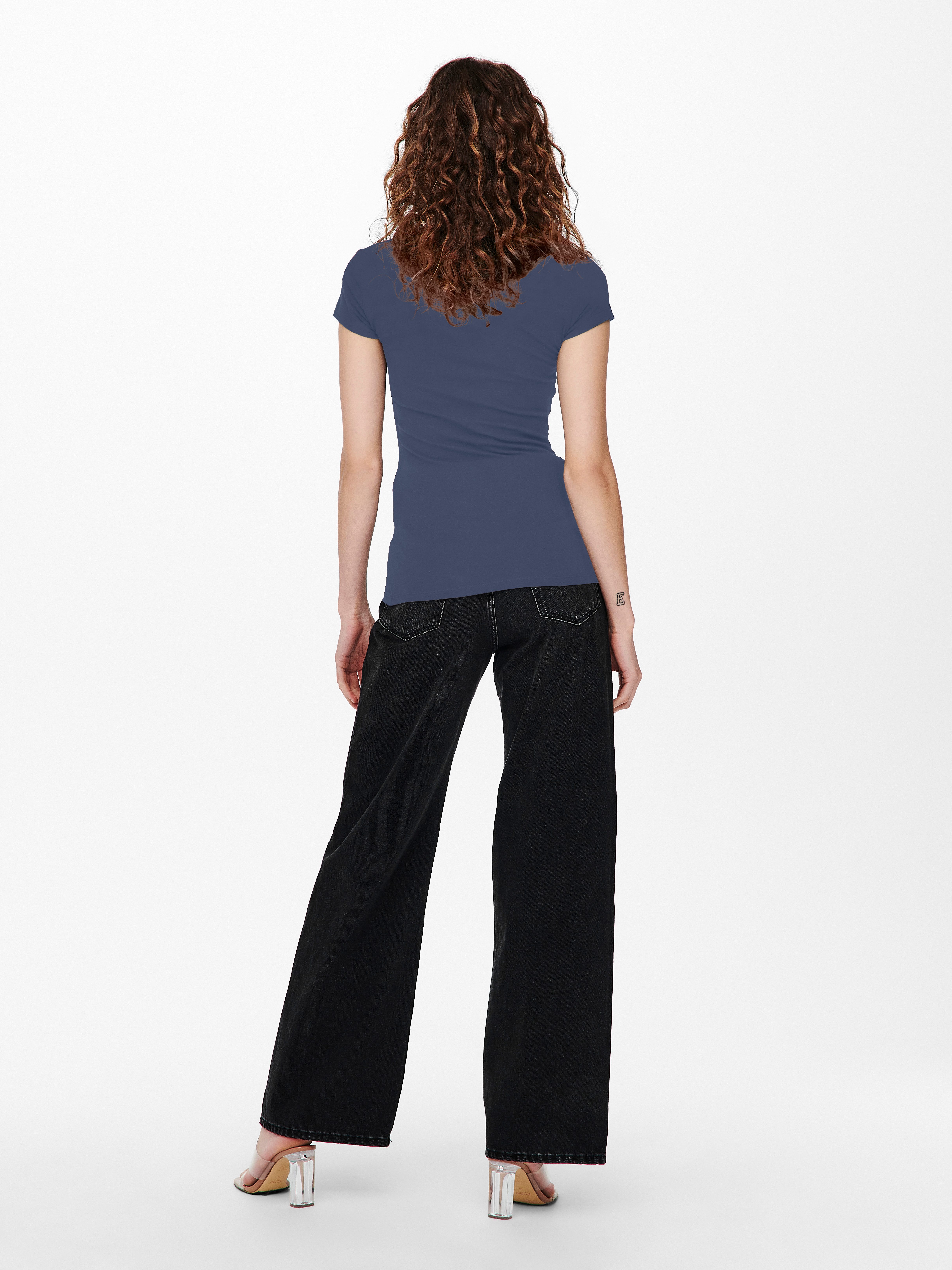Only Shirt met ronde hals ONLLIVELOVE LIFE S/S O-NECK TOP (2-delig, Set van 2)