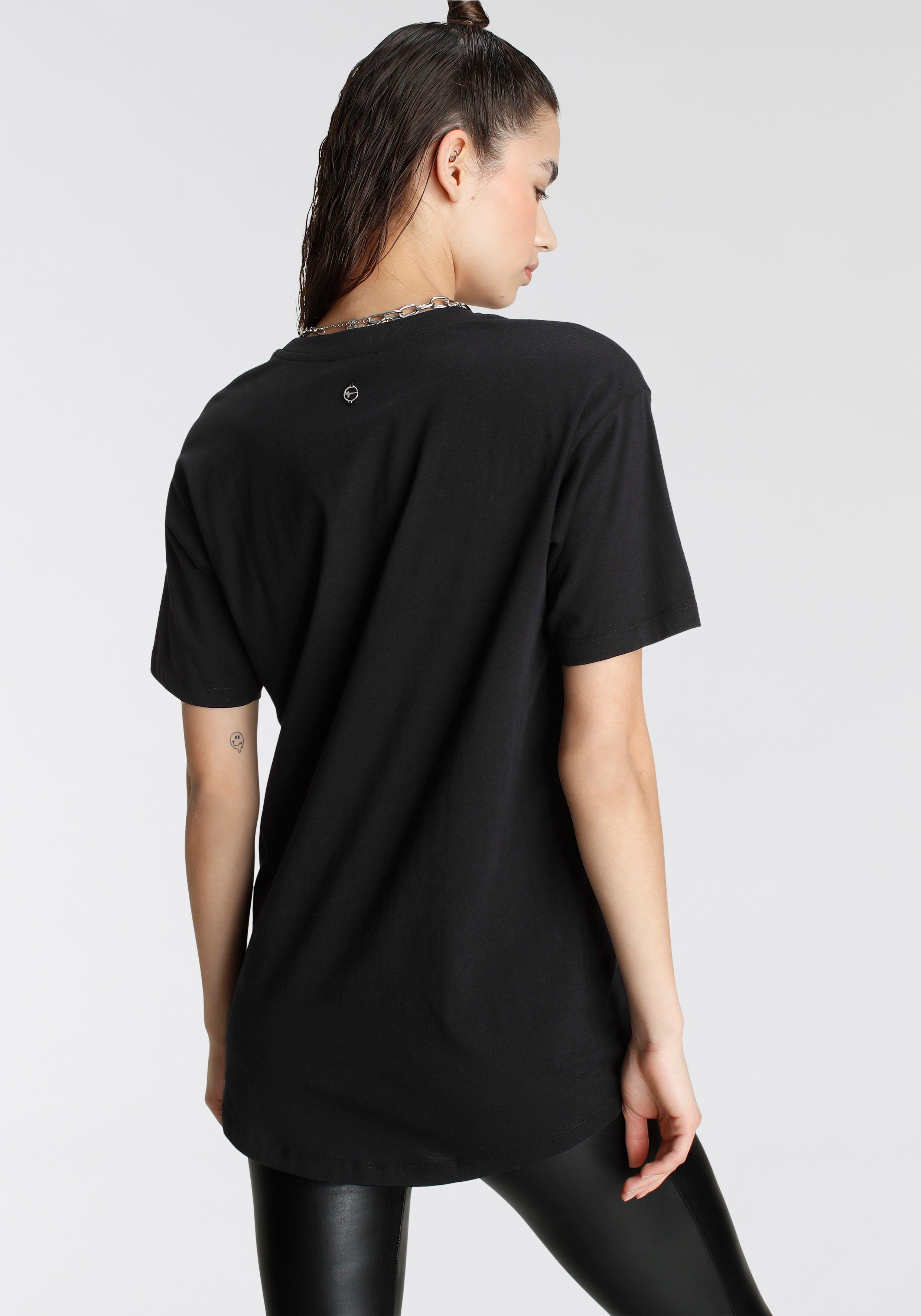 Tamaris Oversized shirt Korte mouwen, wijde snit, basic-stijl, ronde hals