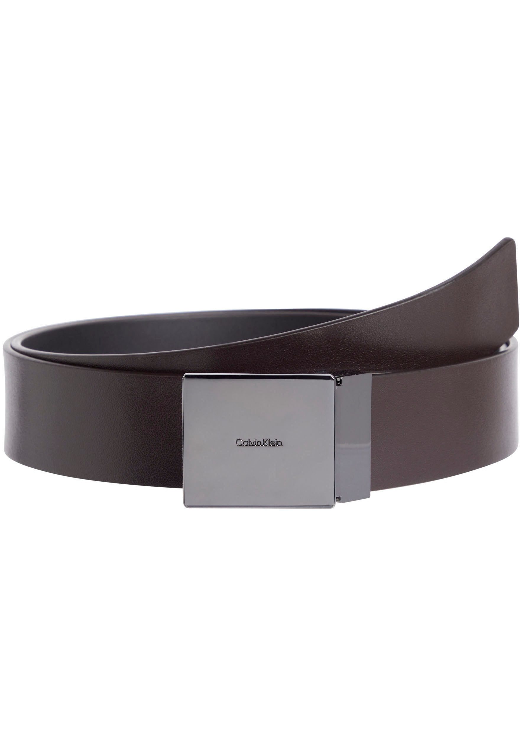 Calvin Klein Leren riem ADJ CASUAL PLAQUE 35MM Logoprand kliksluiting