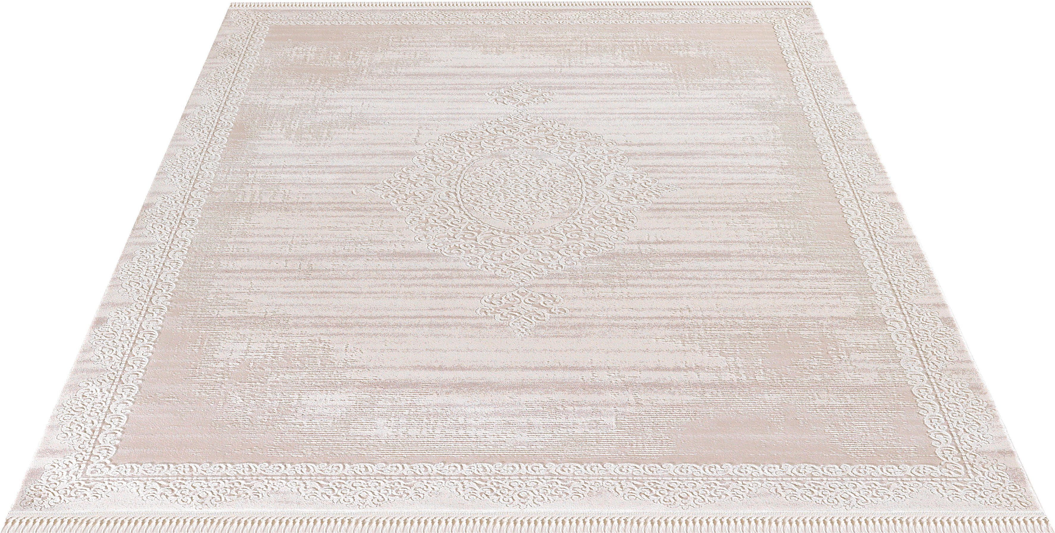 merinos Vloerkleed Rodin 19770 Vintage, oriënt, kortpolig met franjes