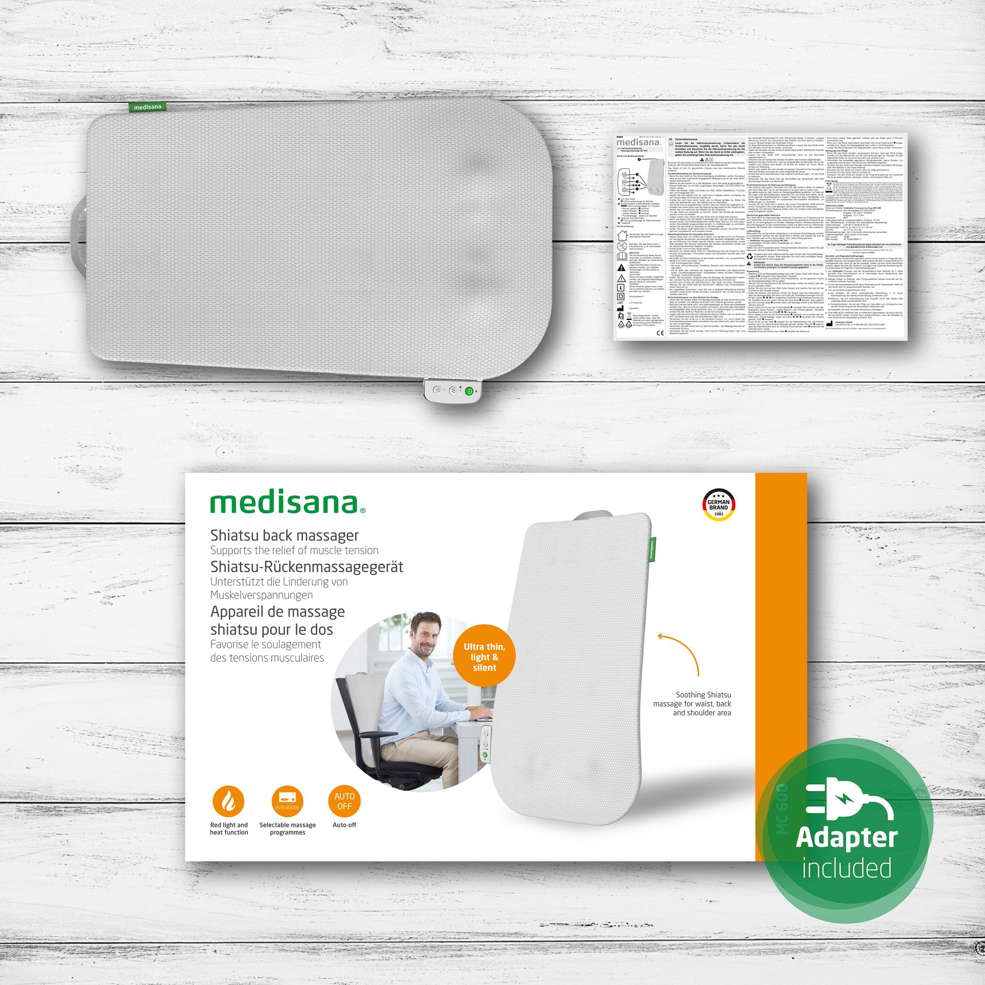 Medisana Shiatsu massage apparaat MC 600 Shiatsu-massage voor taille, rug- en schouderbereik