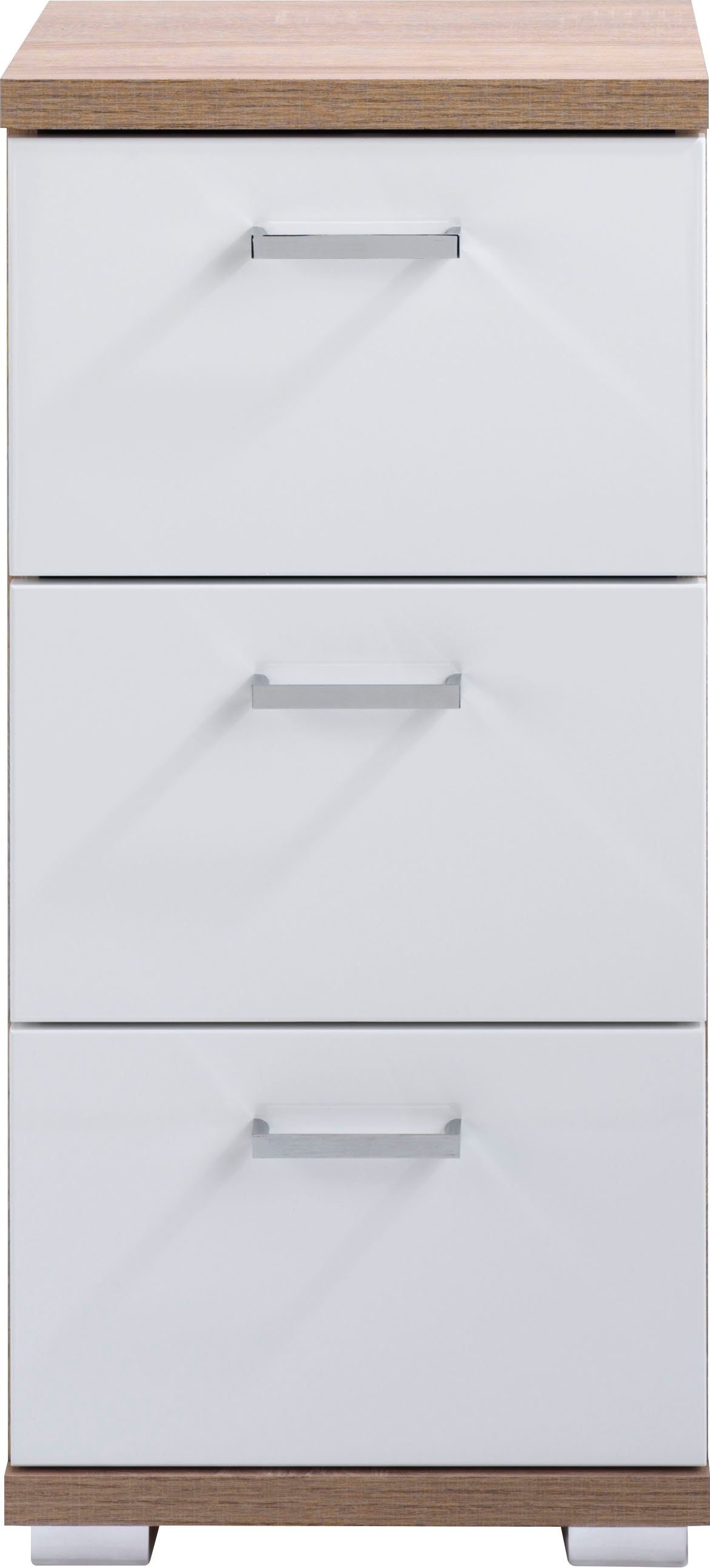 byLIVING Badkamerkast Nebraska Breedte 35 cm, badkamerkast met metalen handgrepen, 3 laden