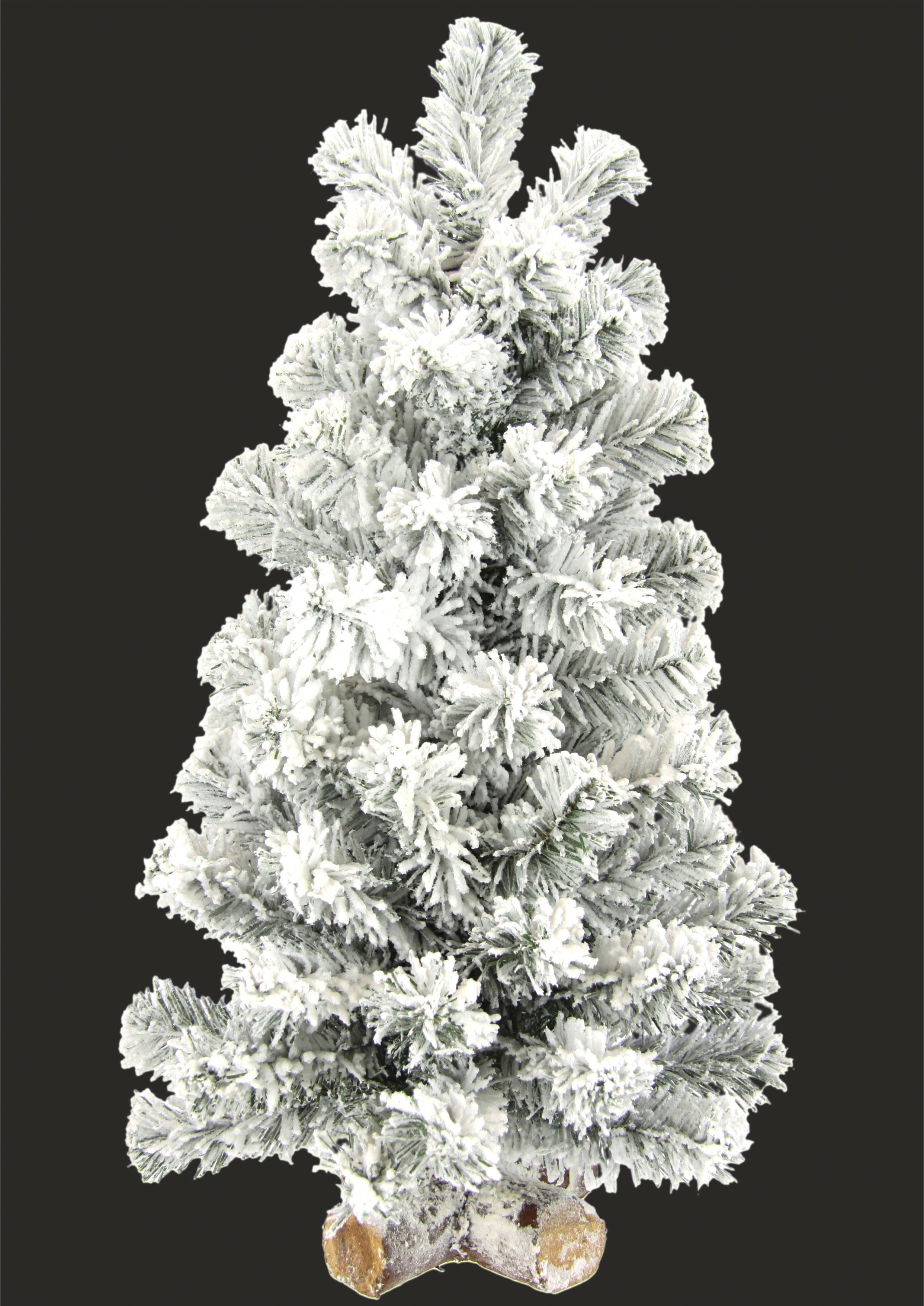 I.GE.A. Deco-boom Kerstdecoratie, kerstboom op houten voet met kunstsneeuw 60 cm (1 stuk)