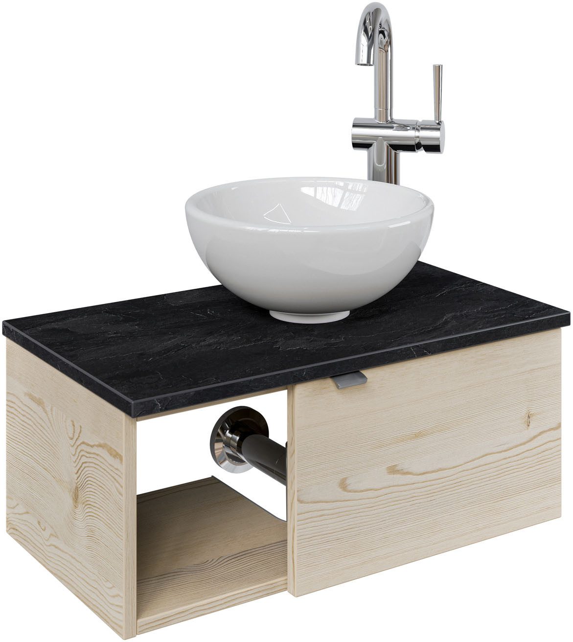 Saphir Wastafelonderkast Serie 6915 wastafel met onderkast voor gastenbadkamer, tweede toilet (3-delig)