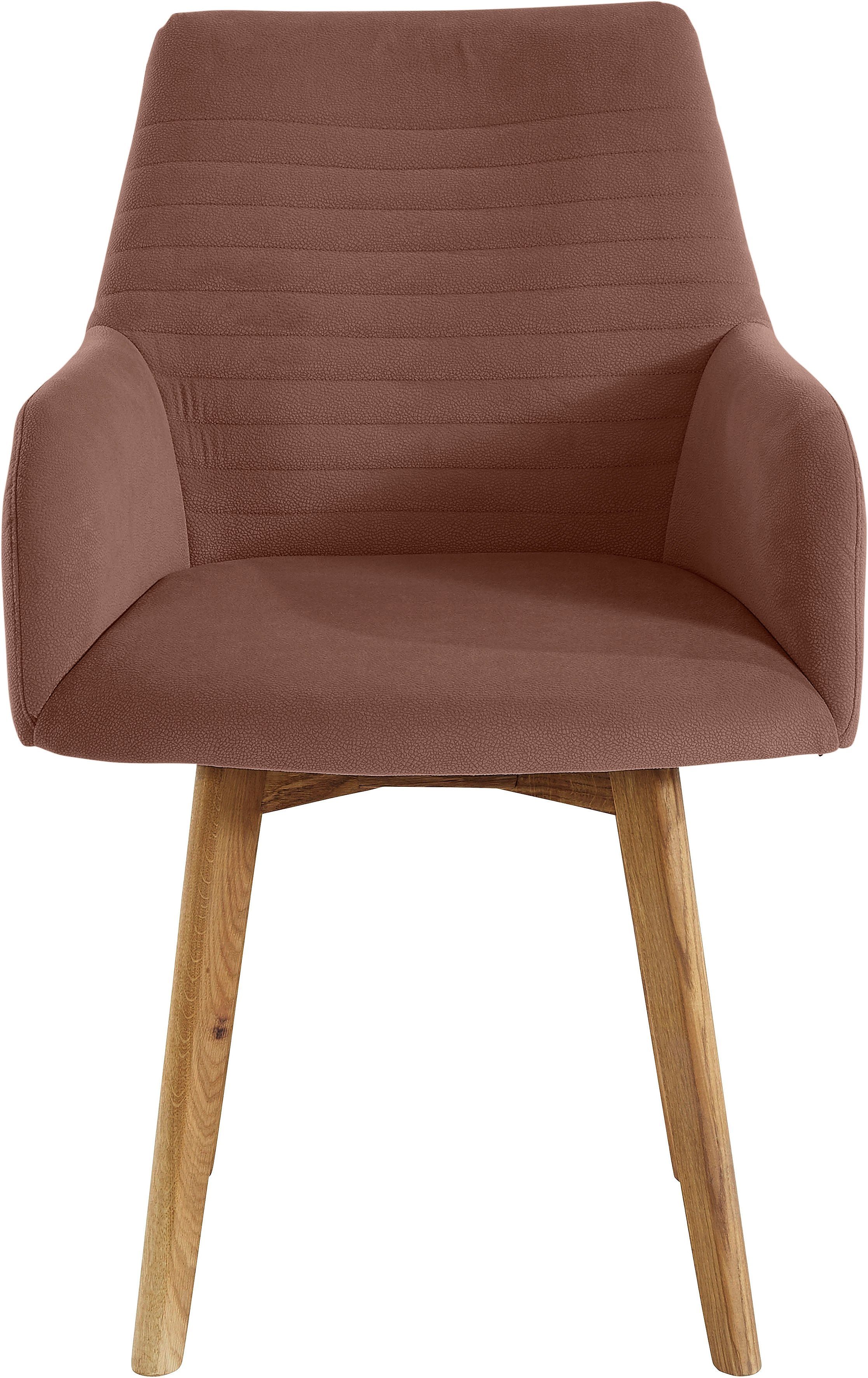 OTTO products Stoel met armleuningen Alessja Bekleding van microvezel, frame van eiken massief hout (set, 2 stuks)