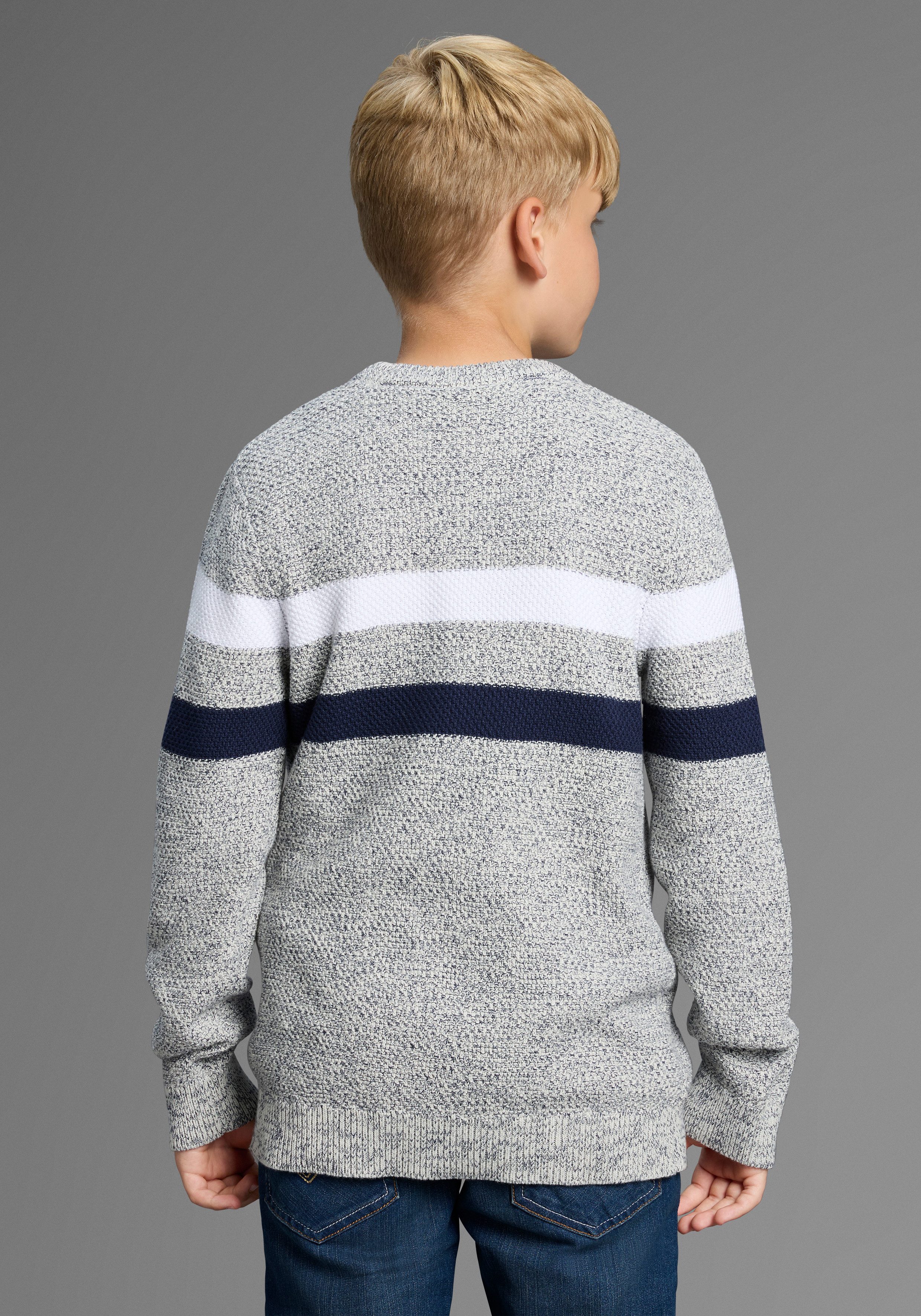 Bruno Banani Gebreide trui Gestreeptrui in modieuze breistructuur NIEUW: BRUNO BANANI voor TIENERS! Pullover in melange