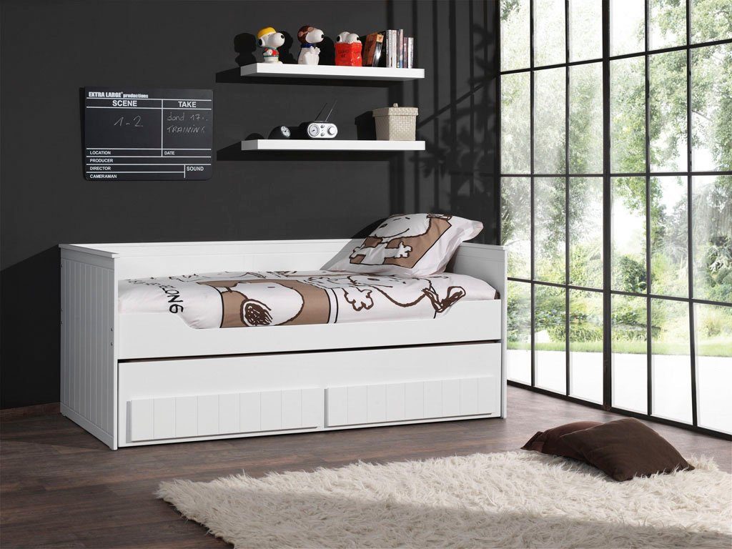 Vipack 1-persoonsledikant Functionele hoogslaper met 2 ligoppervlakken à 90x 200 cm, 2 laden eenpersoonsbedden wit