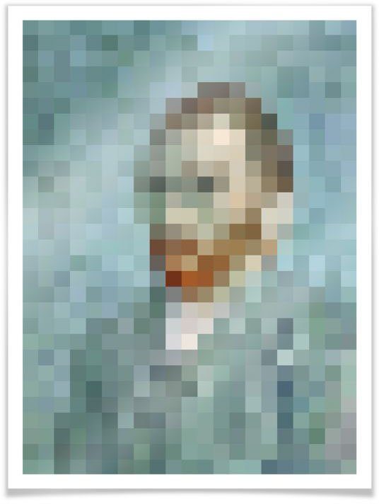 wall-art poster pixel portret van gogh afbeelding (1 stuk) multicolor