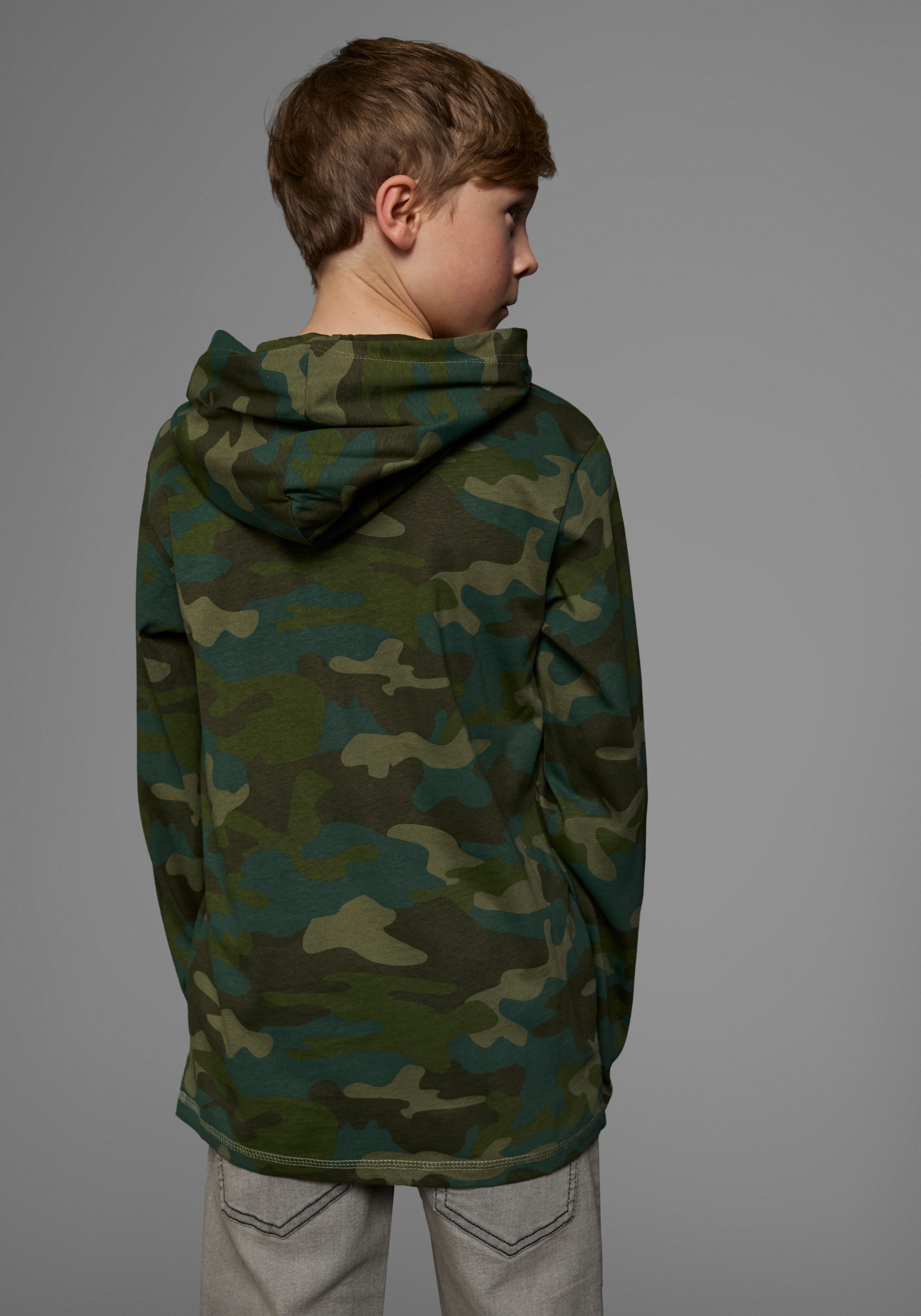 KIDSWORLD Shirt met lange mouwen Lange mouwen, basic pasvorm, allover-print, met capuchon