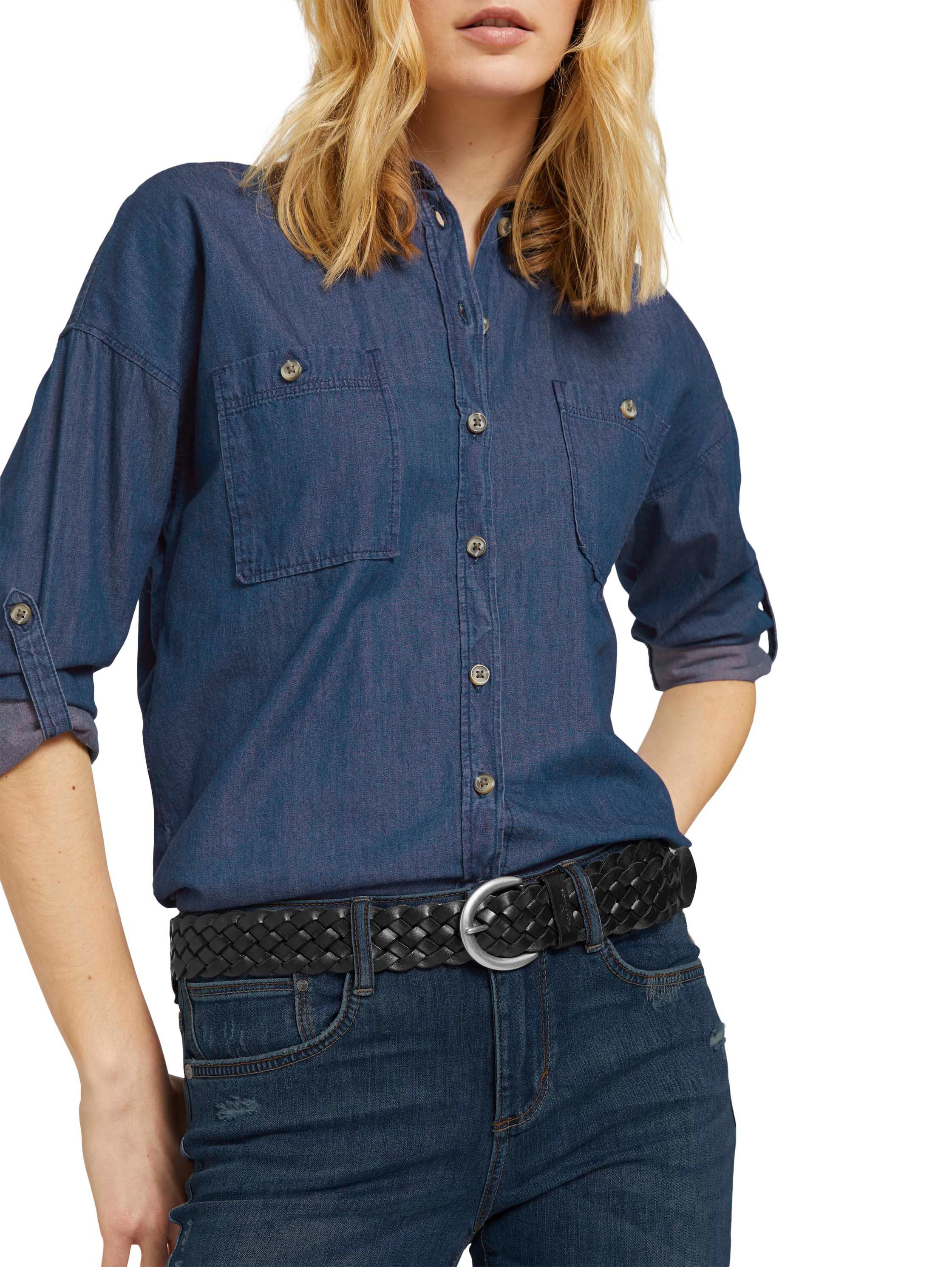 Tom Tailor Gevlochten riem TTLISA 4 cm brede damesriem, vlechtleren riem, modieuze must-have