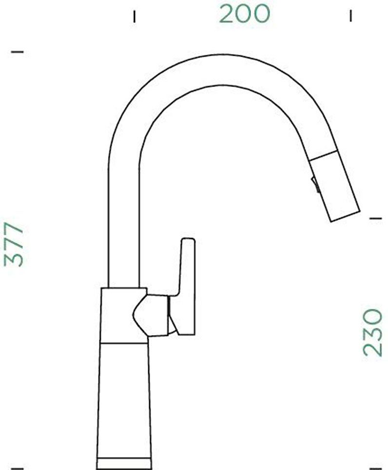 Schock Keukenkraan SC-520 SB uitschuifbaar, straal-douche, terugstroombegrenzer, draaibereik 120°