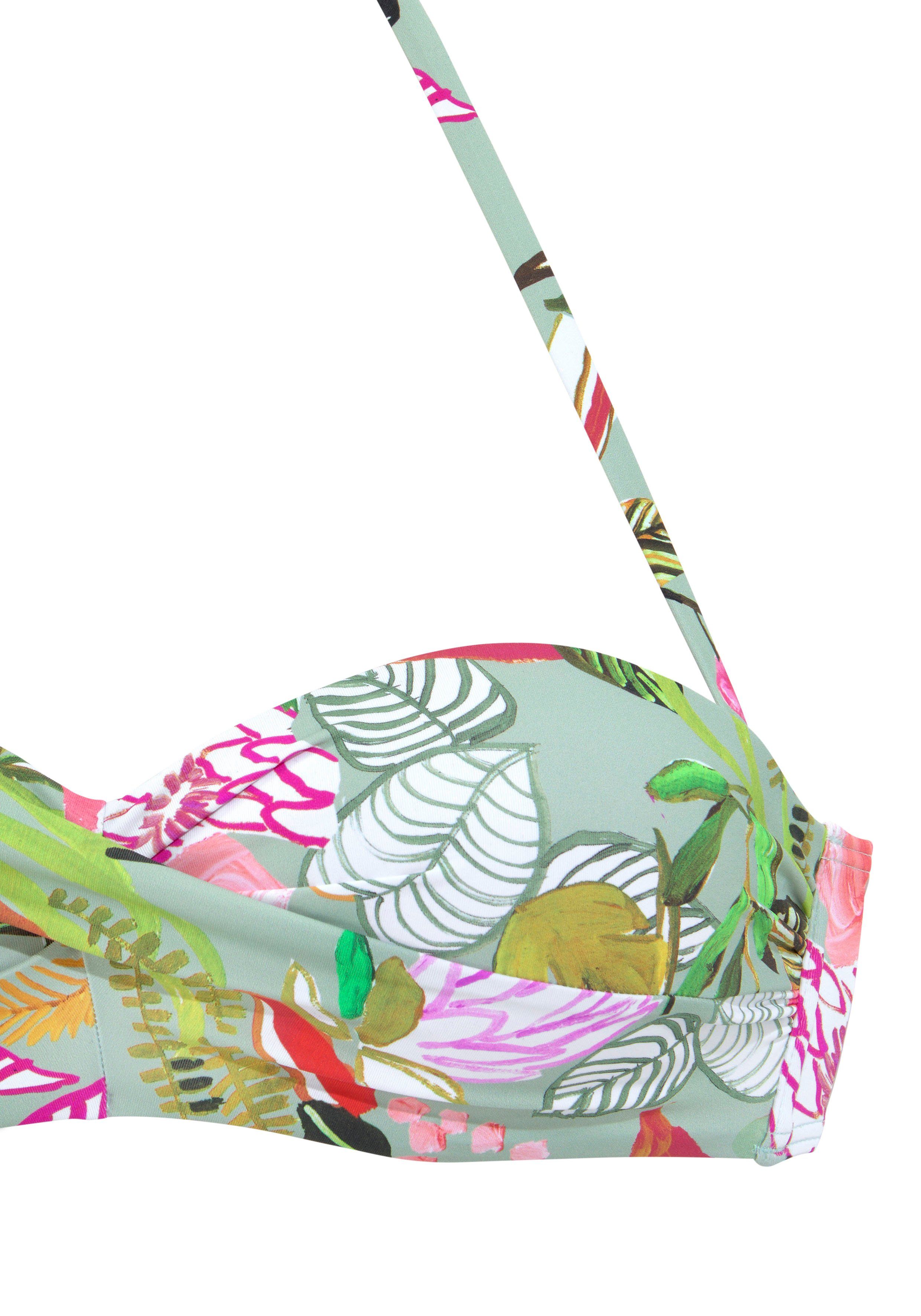 s.Oliver RED LABEL Beachwear Beugelbikinitop in bandeaumodel Herst met gebloemd design