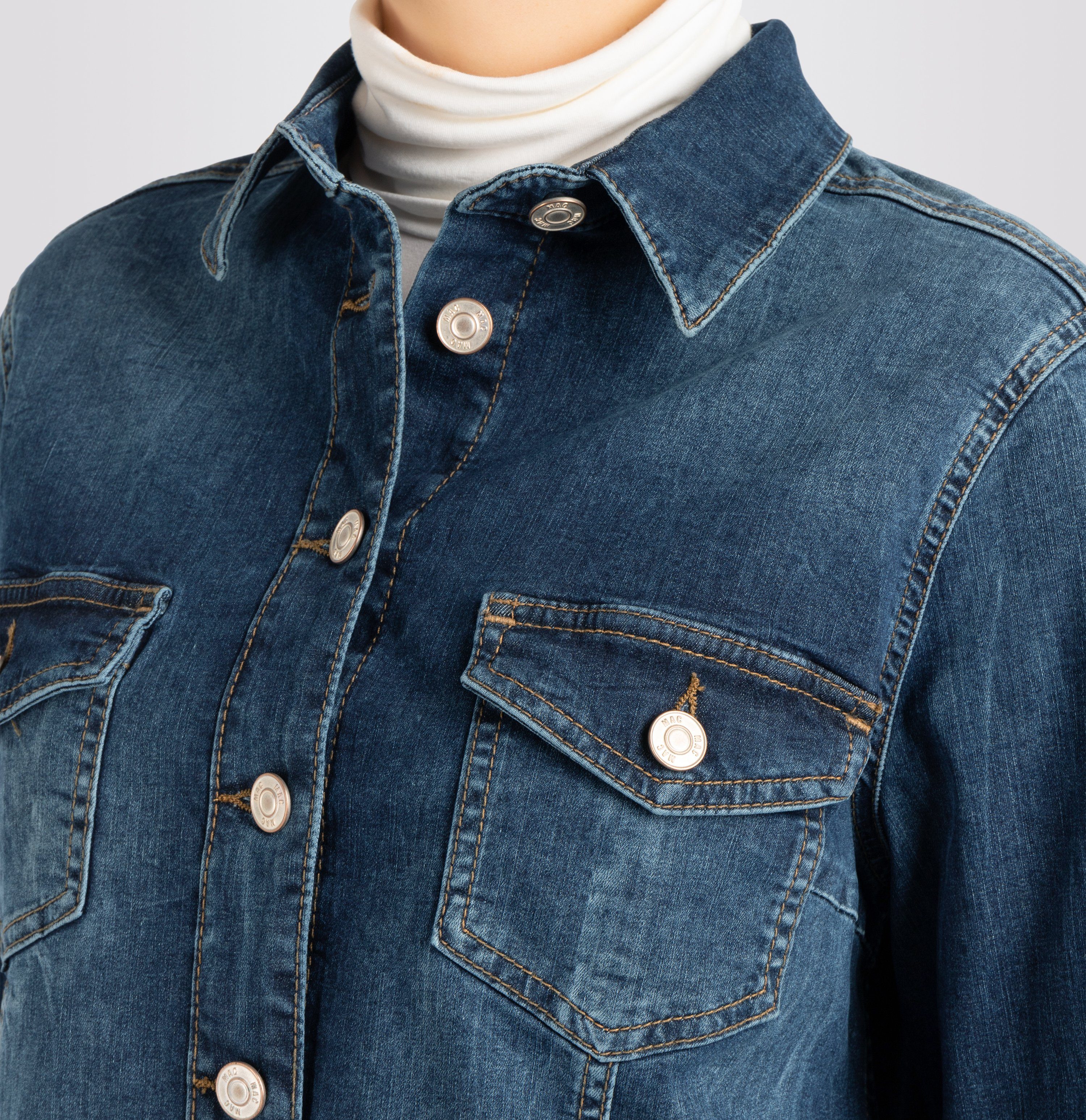 MAC Jeansjack RICH JACKET van lichte zomerse denimkwaliteit met hoog katoenpercentage