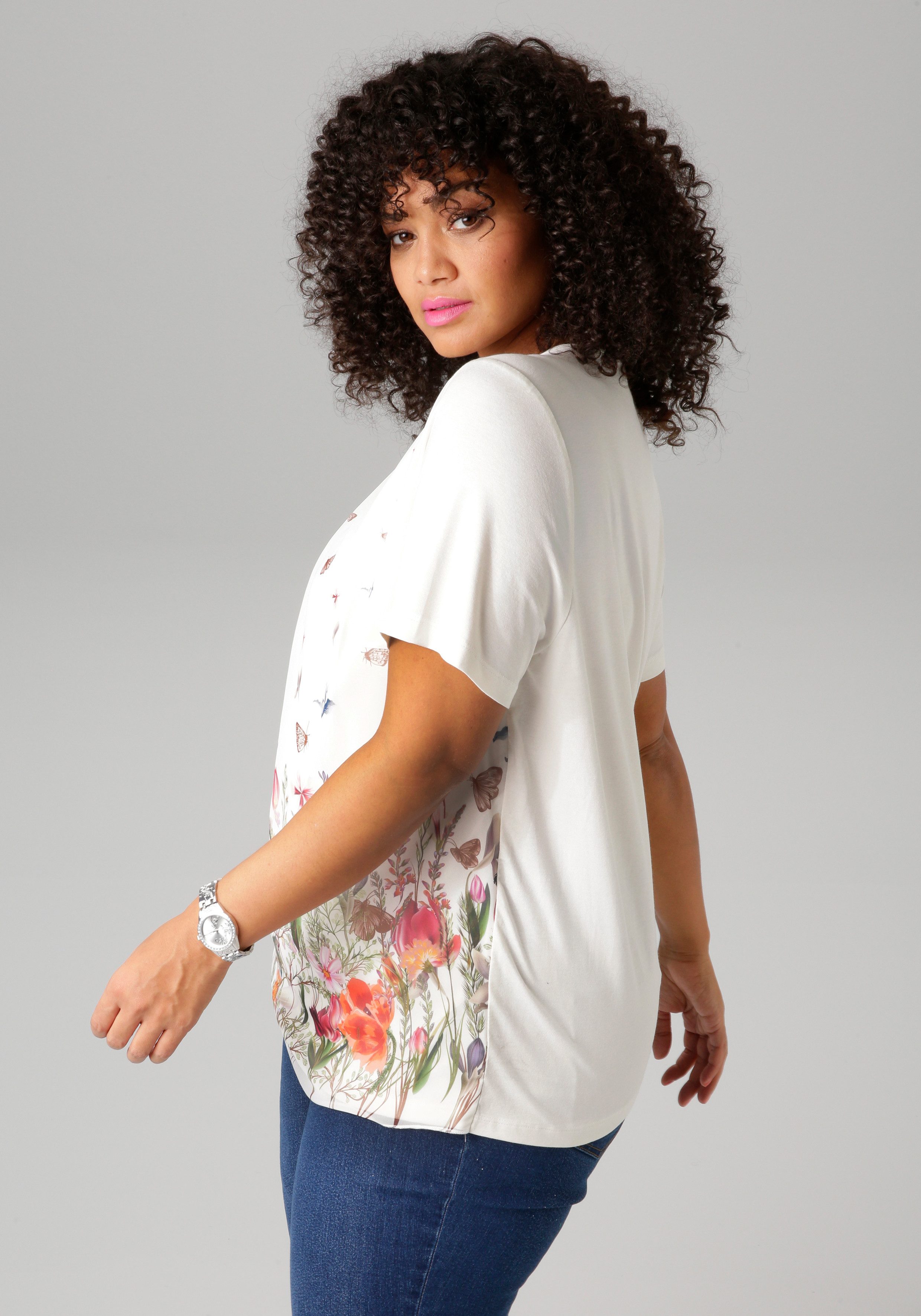 Aniston PLUS Shirtblouse met kleurrijke bloemenweide bedrukt - nieuwe collectie