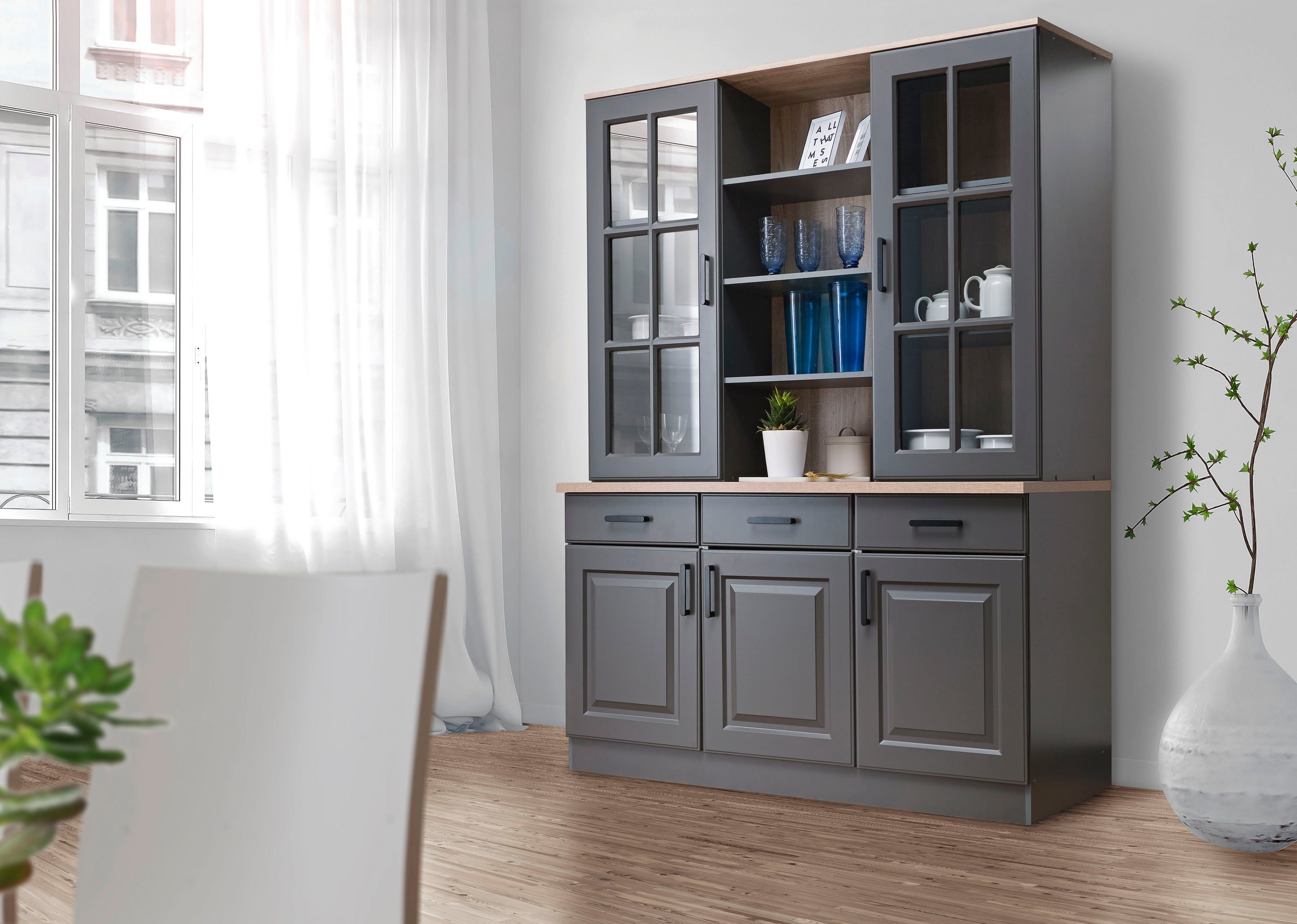 wiho Küchen Keukenbuffet Malmö 202 cm hoog met paneelfront