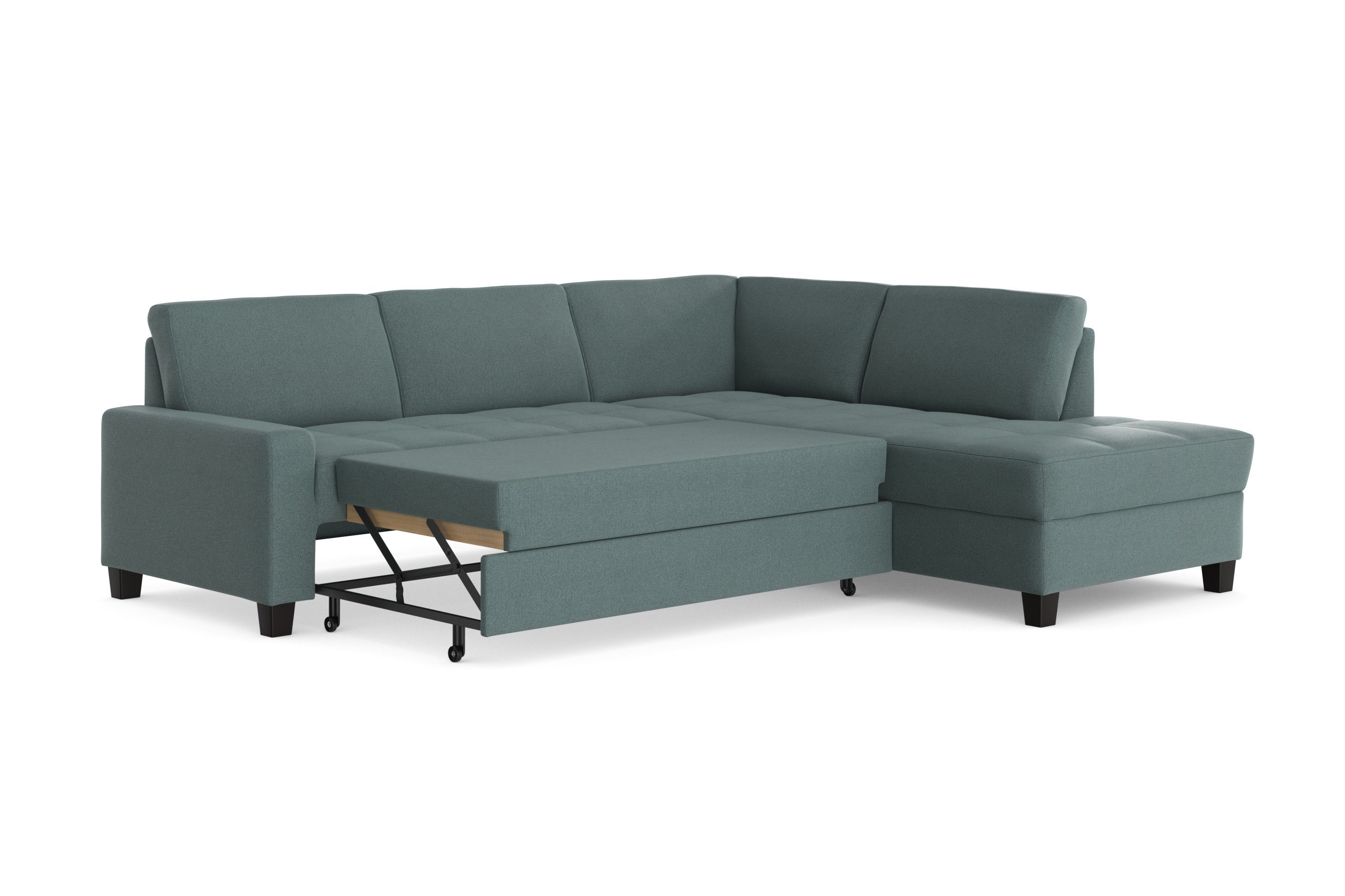 DOMO collection Hoekbank Florentina tijdloos en elegant, zitnaden als designelement, L-vorm keuze met slaapfunctie, met contrastnaad, comfortabele zithoogte 47 cm